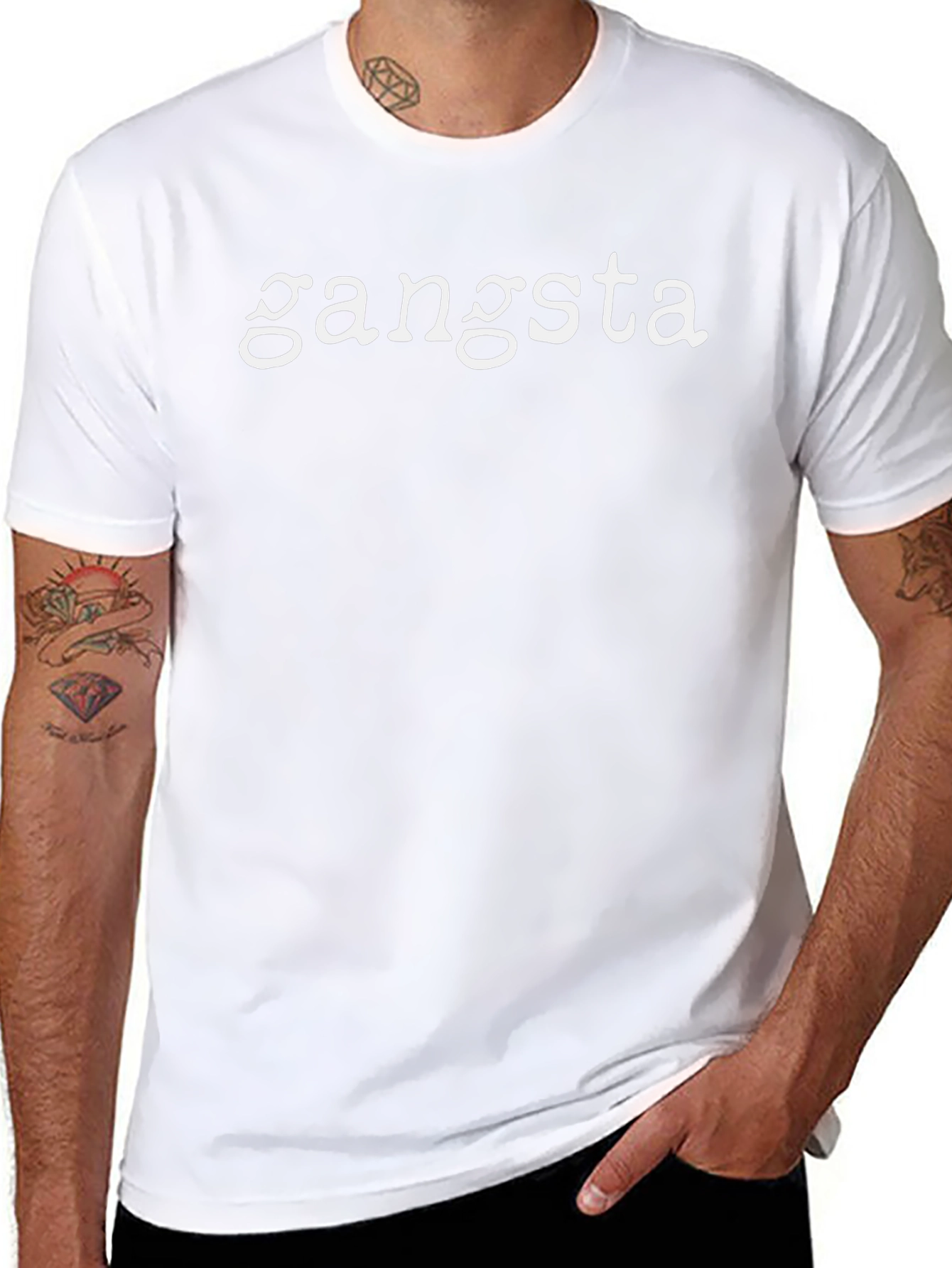 Gangsta Graphic Tee - Classic Black Crew Neck T-Shirt