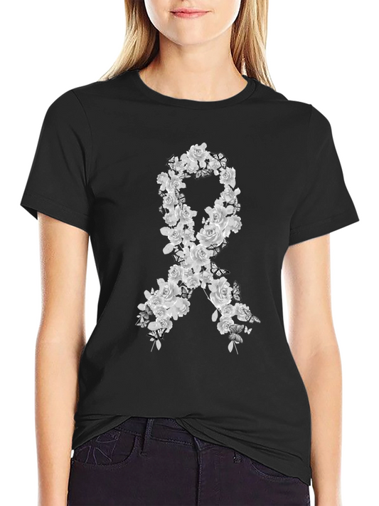Floral Awareness Ribbon Graphic T-Shirt