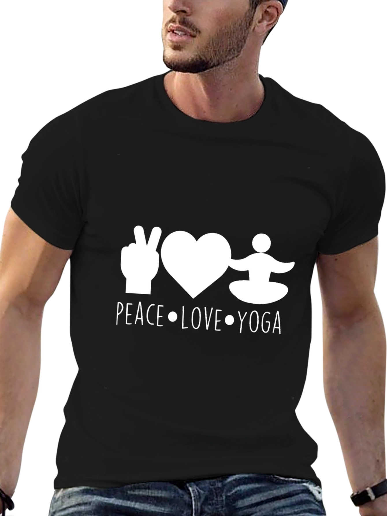Peace Love Yoga Black T-Shirt