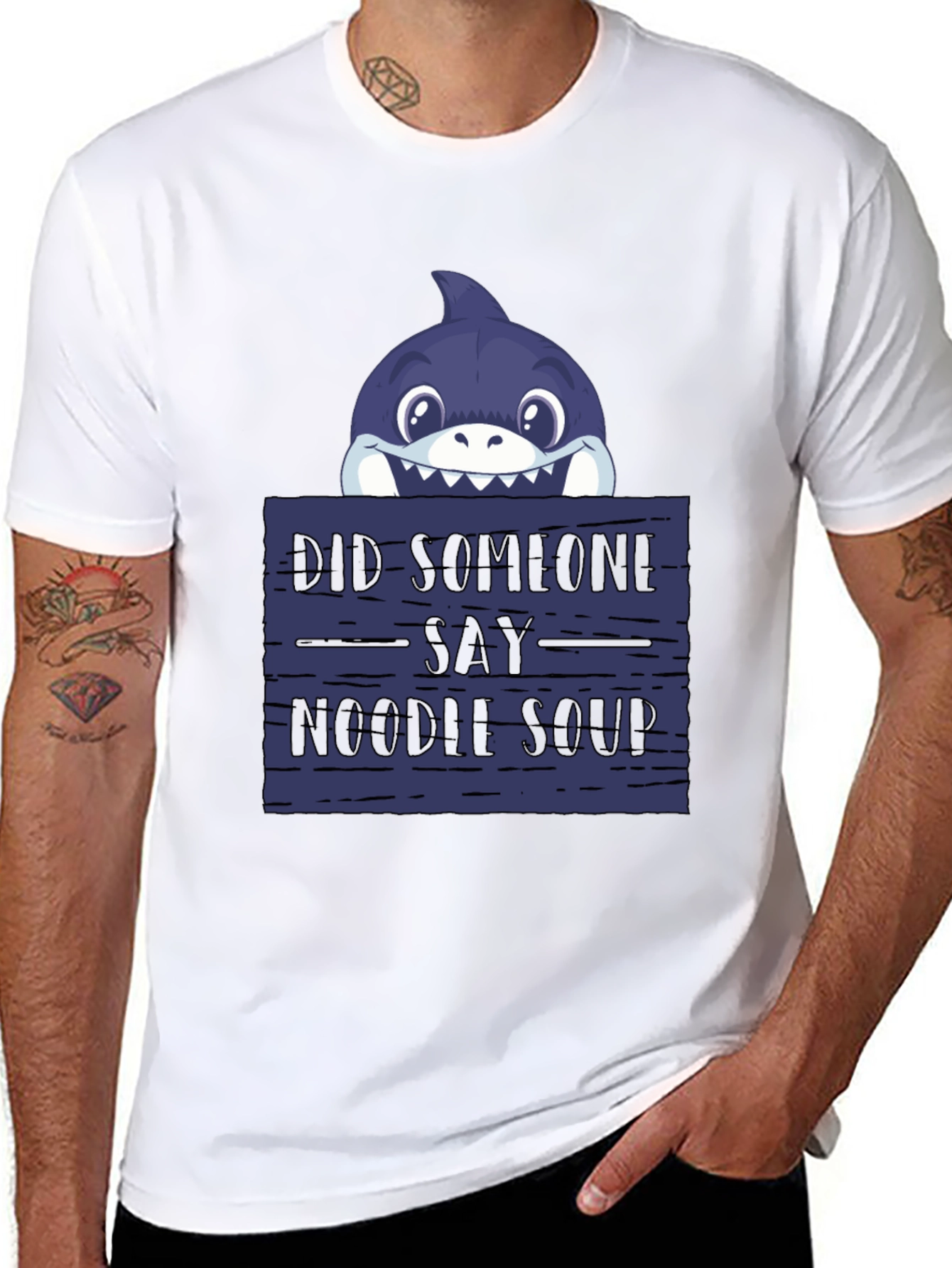 Noodle Soup Shark T-Shirt - Funny Graphic Tee