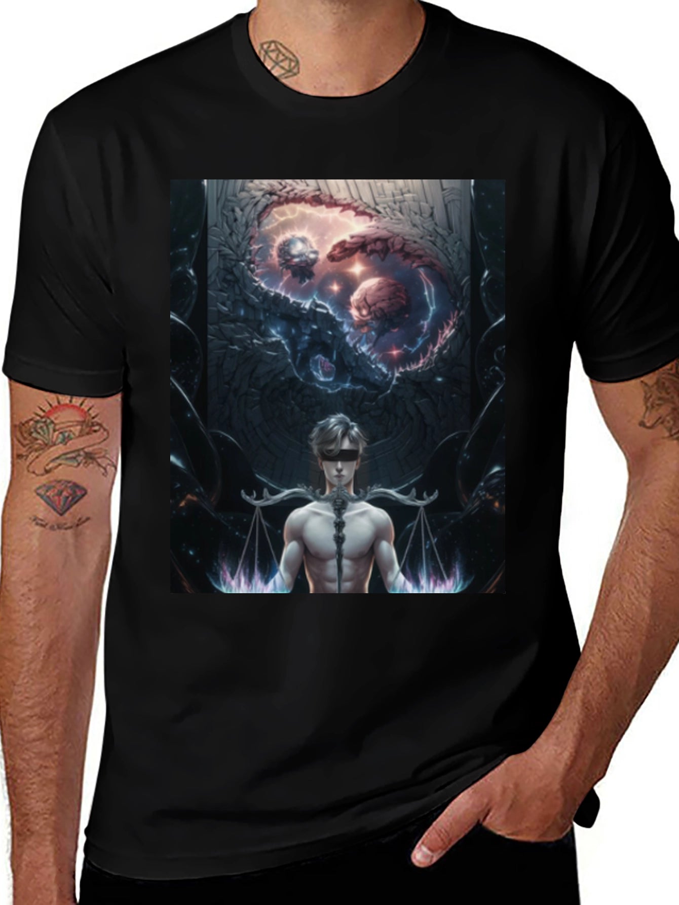 Libra Scales Man Black T-Shirt
