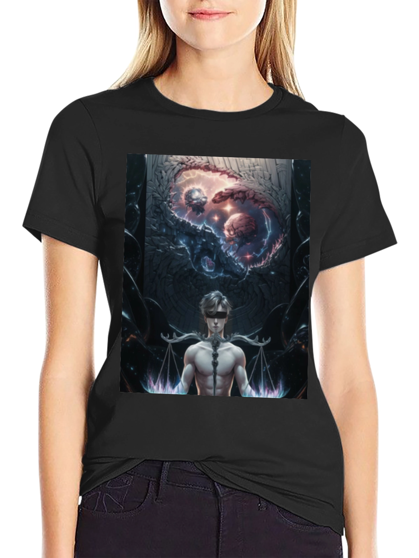 Libra Scales Man Black T-Shirt