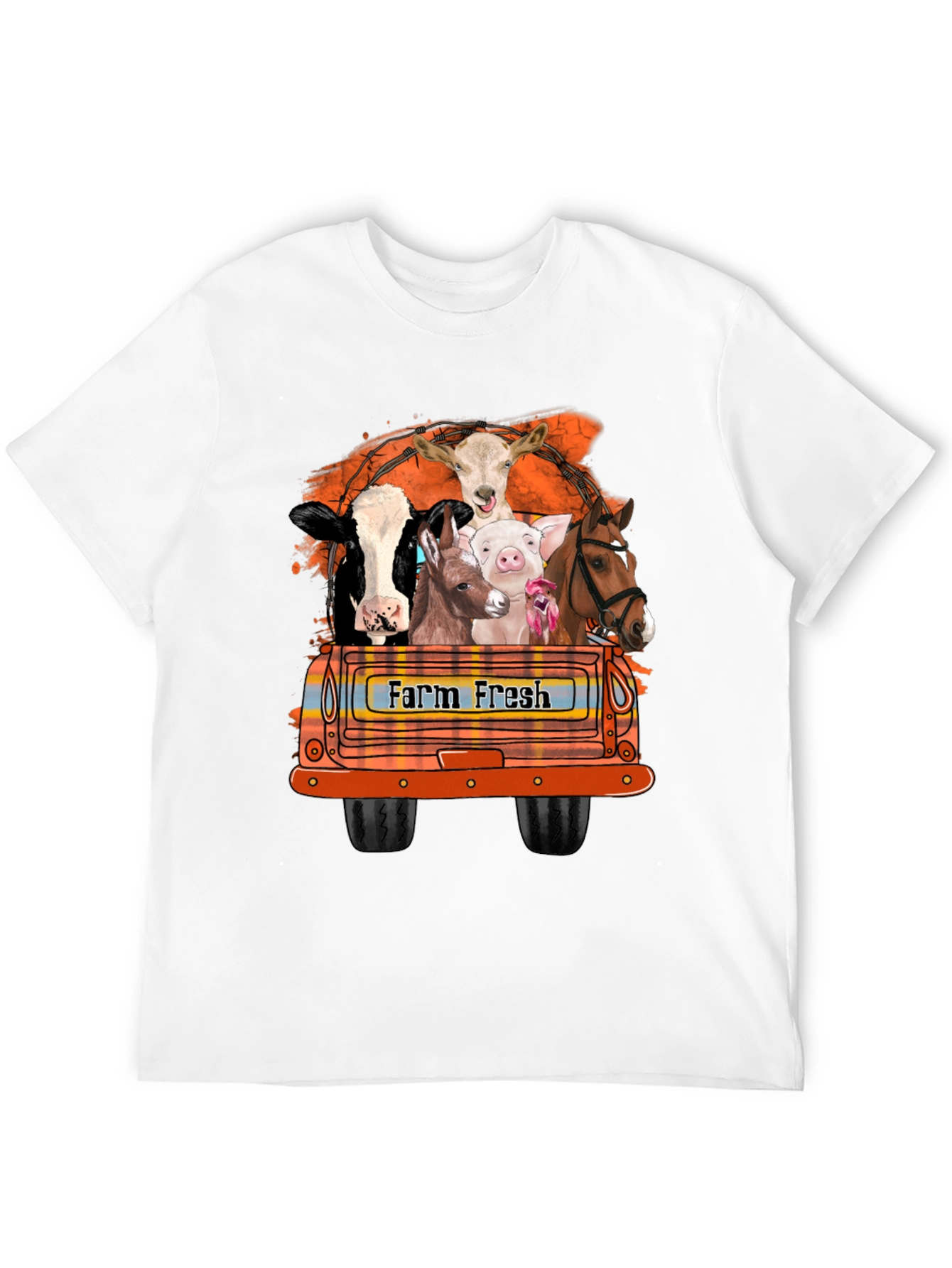Farm Fresh Animals Truck Graphic T-Shirt