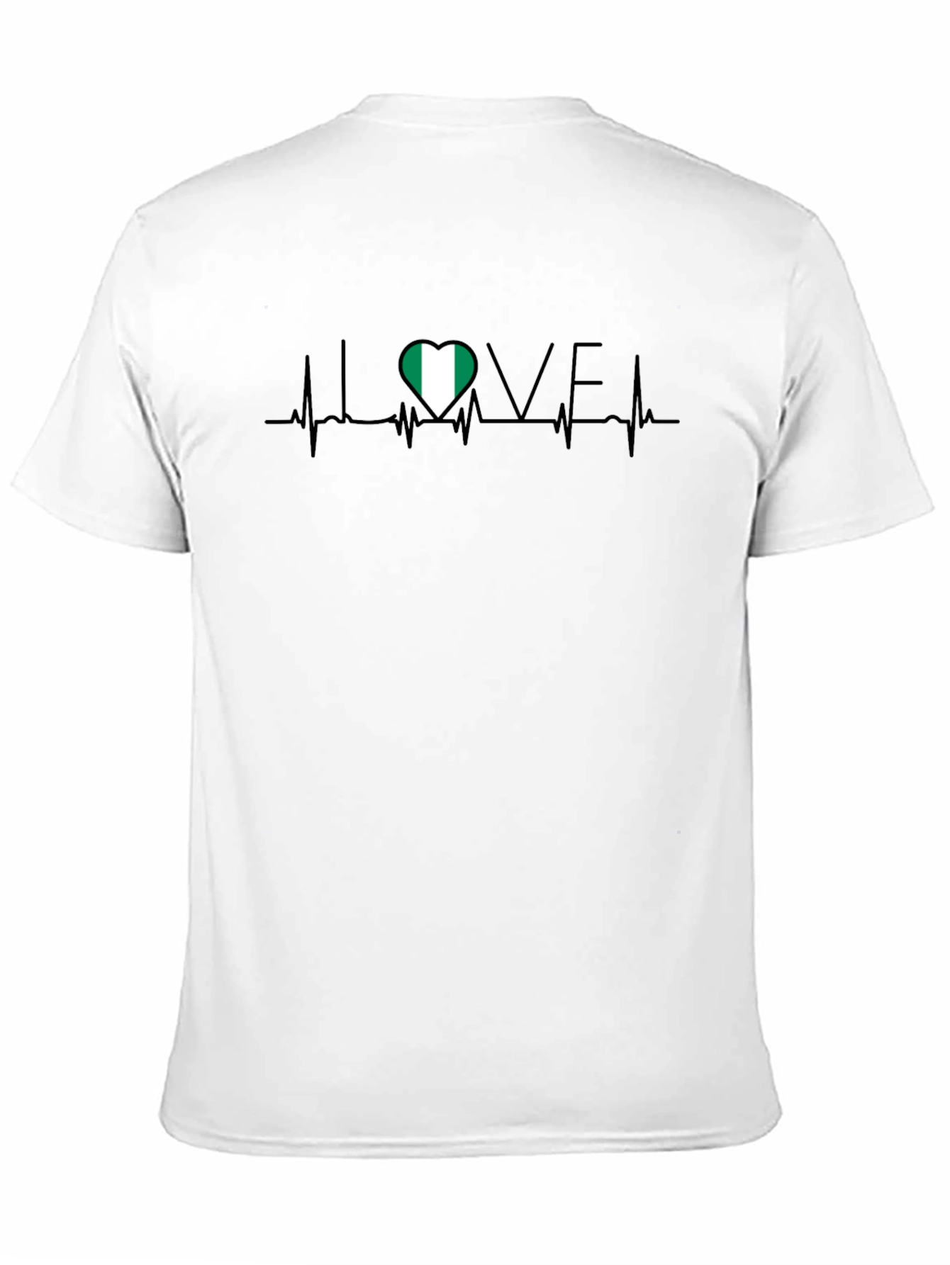I Love Nigeria Heartbeat T-Shirt - Black