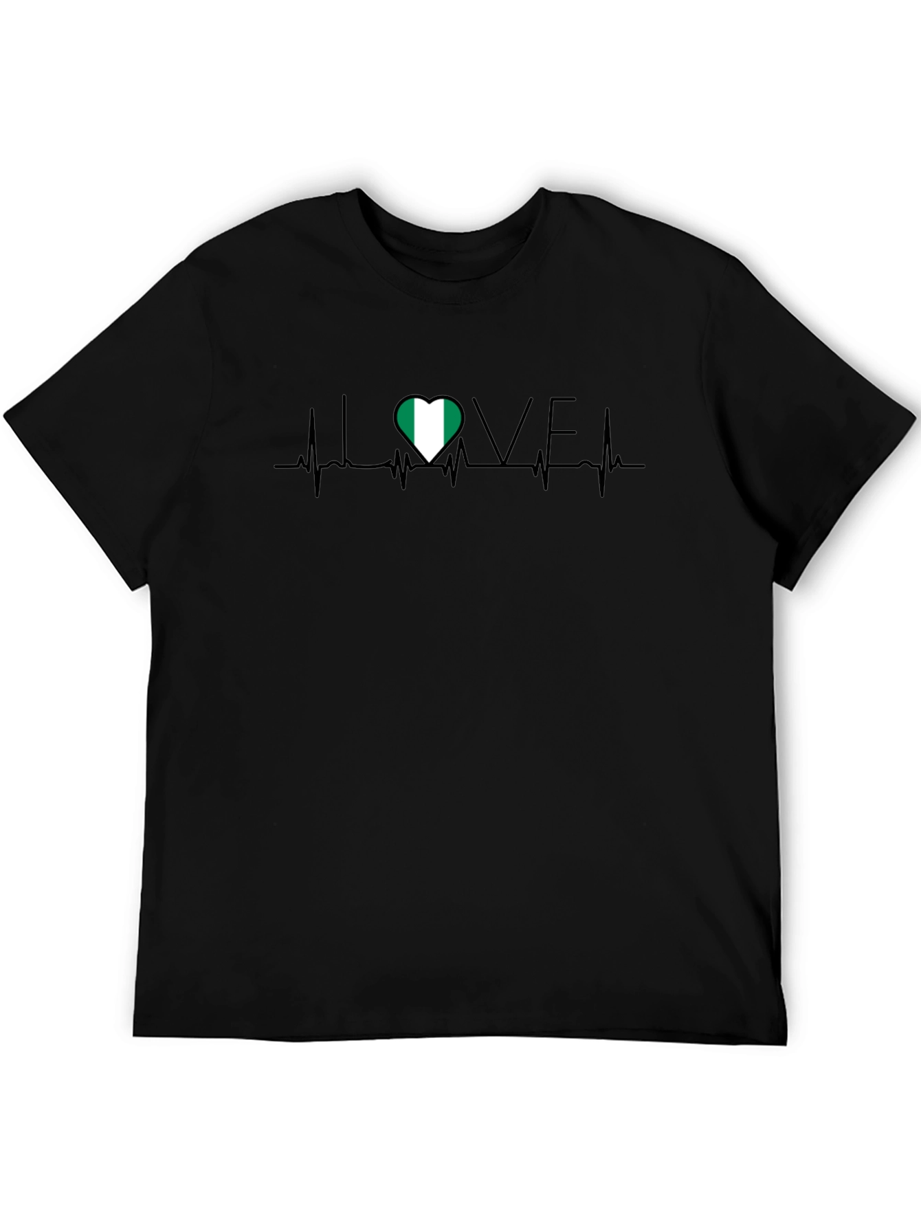 I Love Nigeria Heartbeat T-Shirt - Black