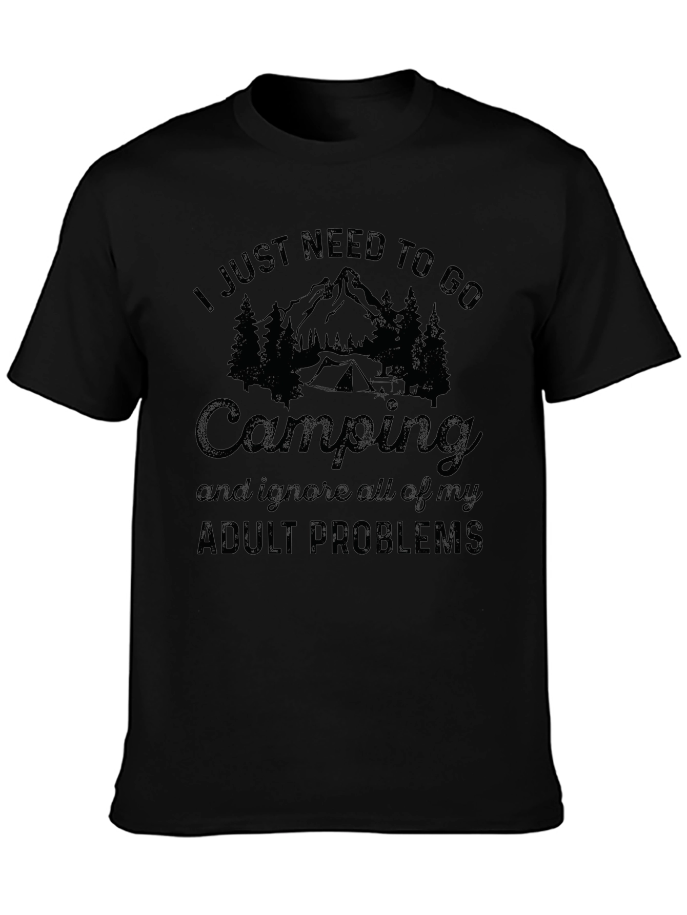 Camping Adult Problems T-Shirt - Black