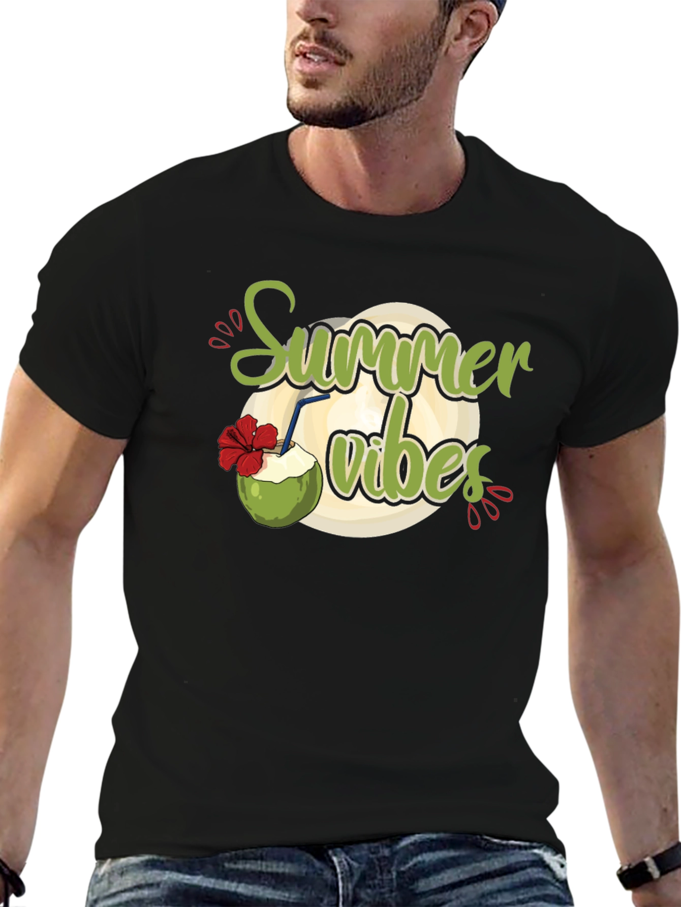 Summer Vibes Graphic Black T-Shirt