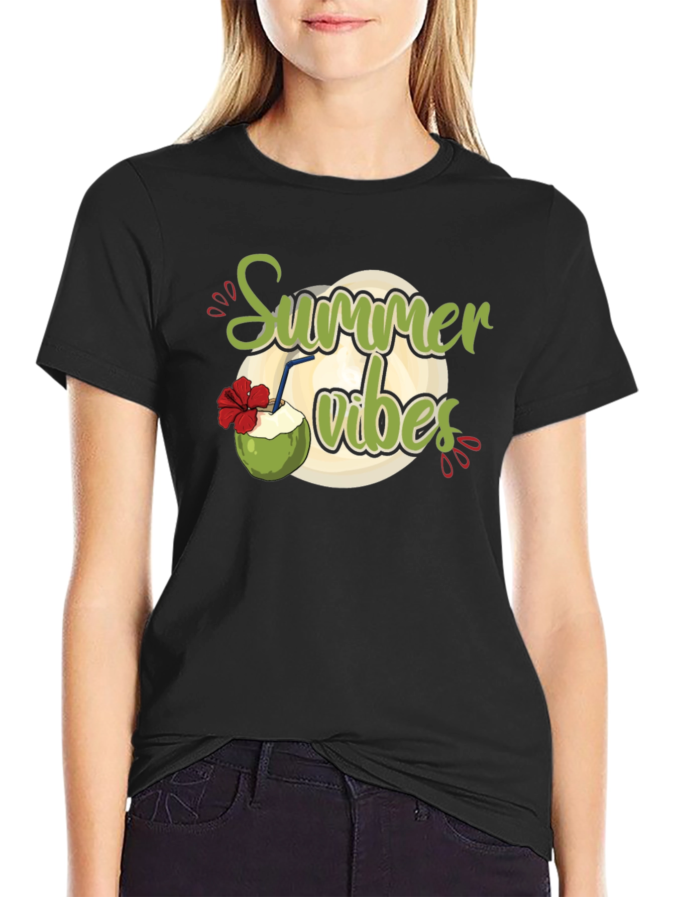 Summer Vibes Graphic Black T-Shirt