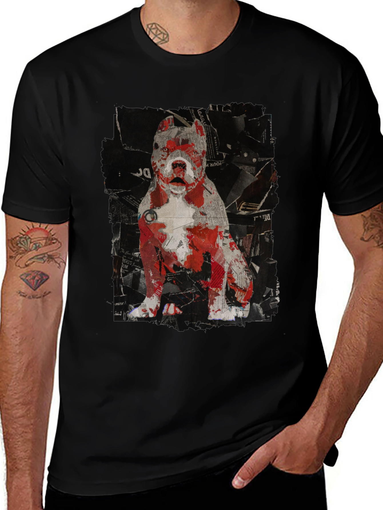 Abstract Red Dog T-Shirt – Artistic Dog Lover Graphic Tee Gift