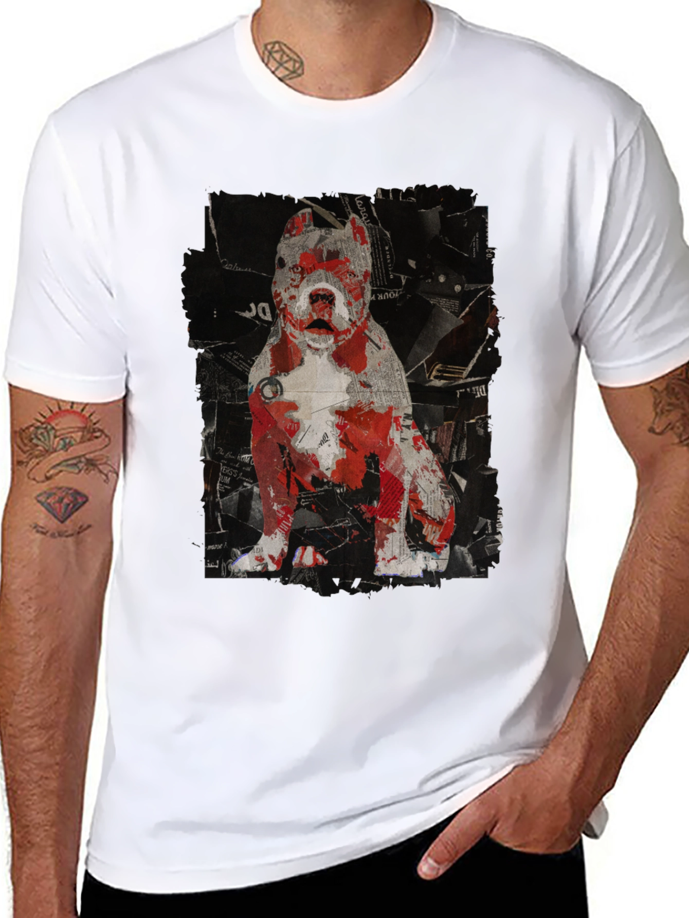 Abstract Red Dog T-Shirt – Artistic Dog Lover Graphic Tee Gift