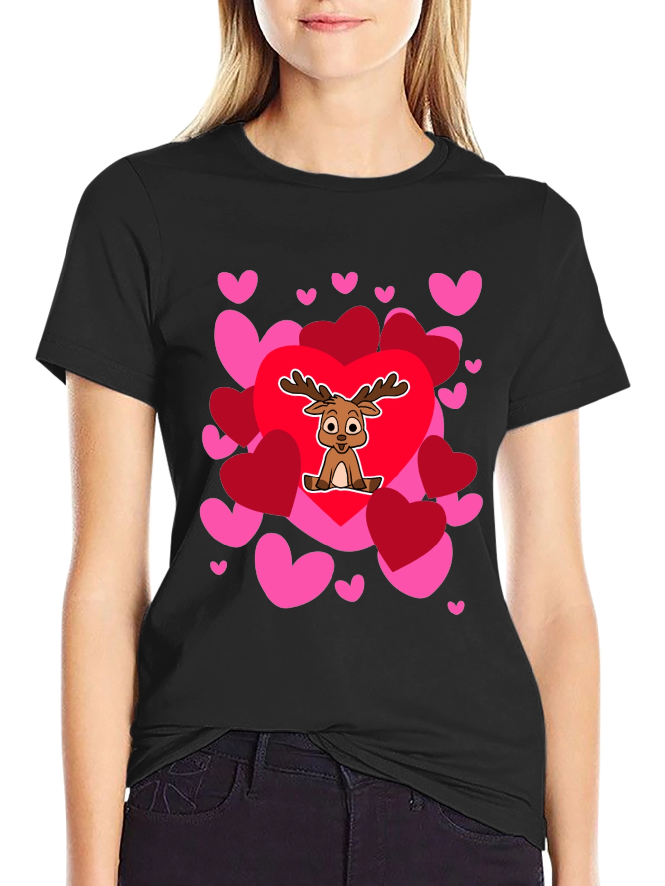 Reindeer Love Heart Valentines Day T-Shirt