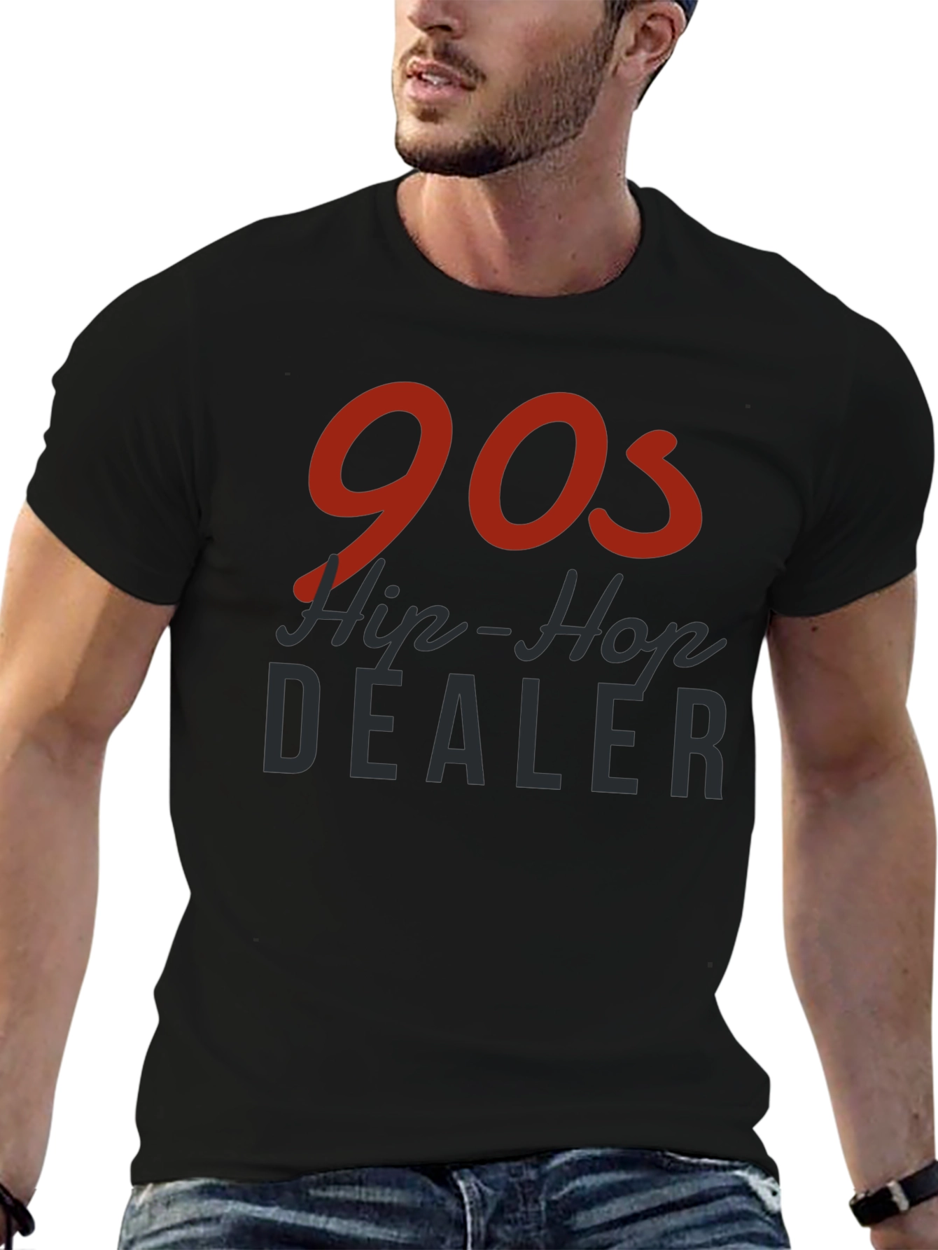 90s Hip-Hop Dealer Black Graphic T-Shirt