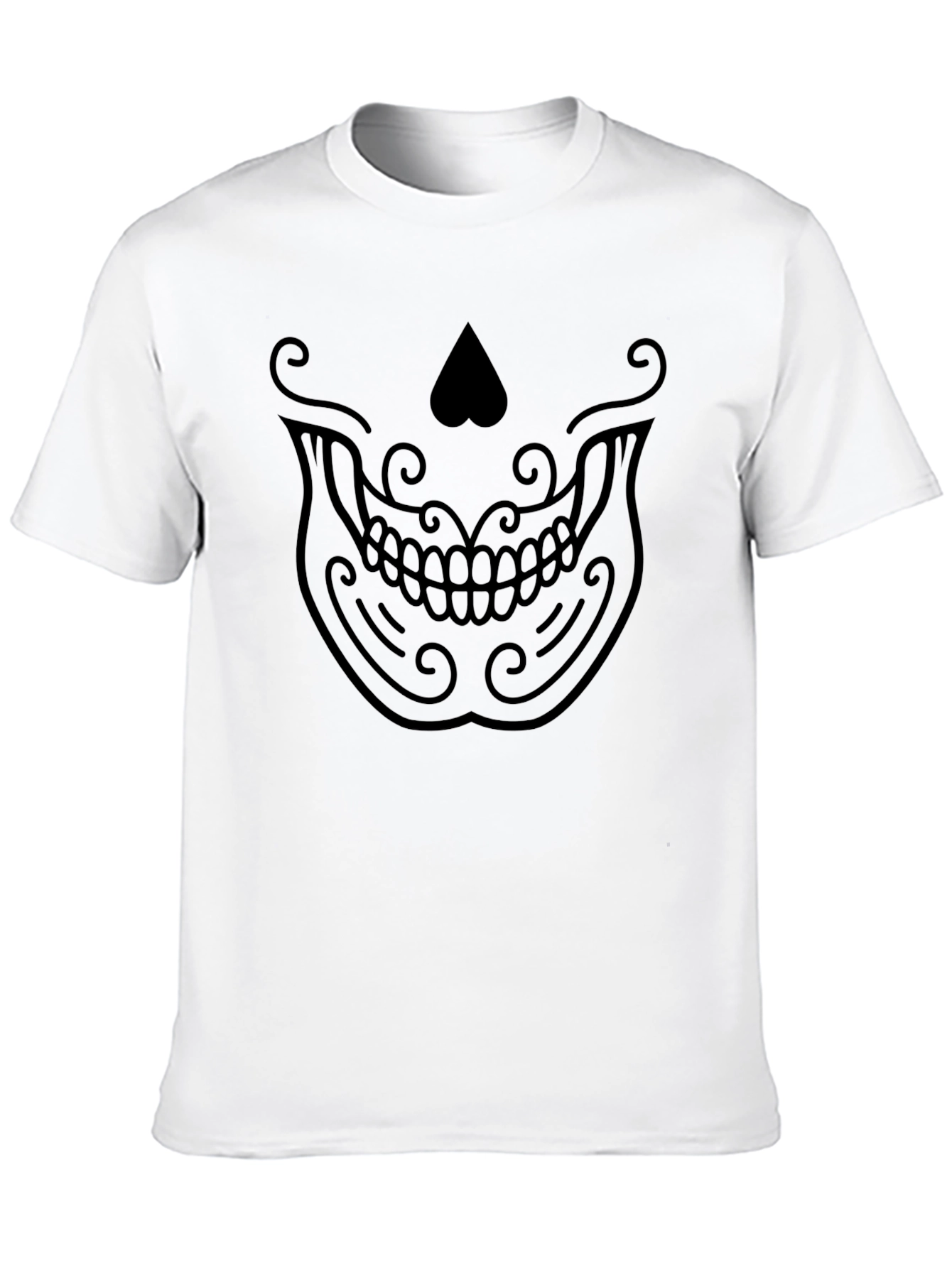 Skull Face Graphic Tee - Black