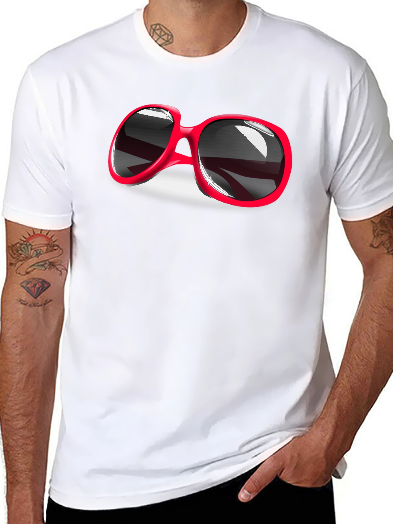 Retro Red Sunglasses Graphic T-Shirt - Cool & Stylish
