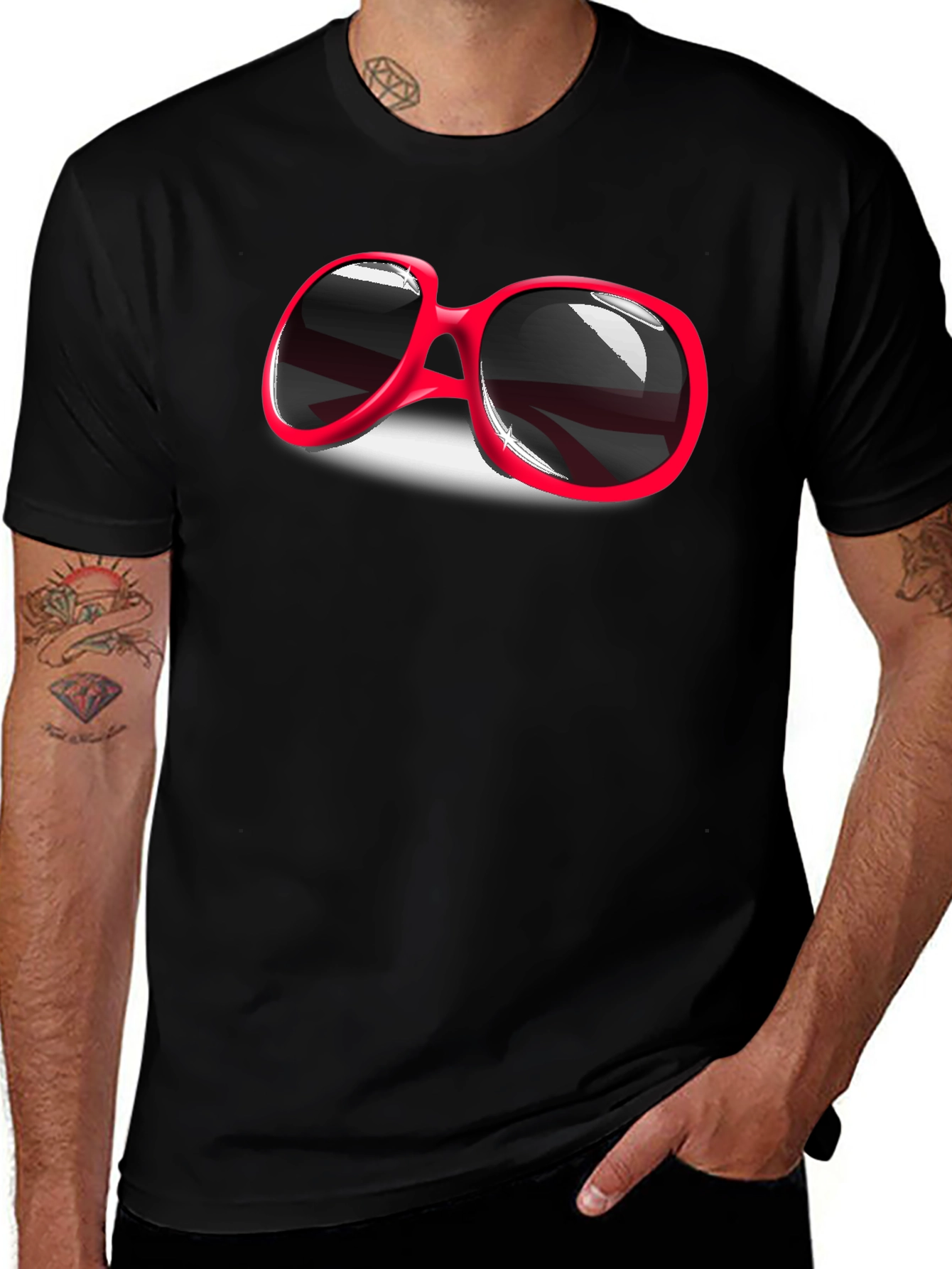 Retro Red Sunglasses Graphic T-Shirt - Cool & Stylish