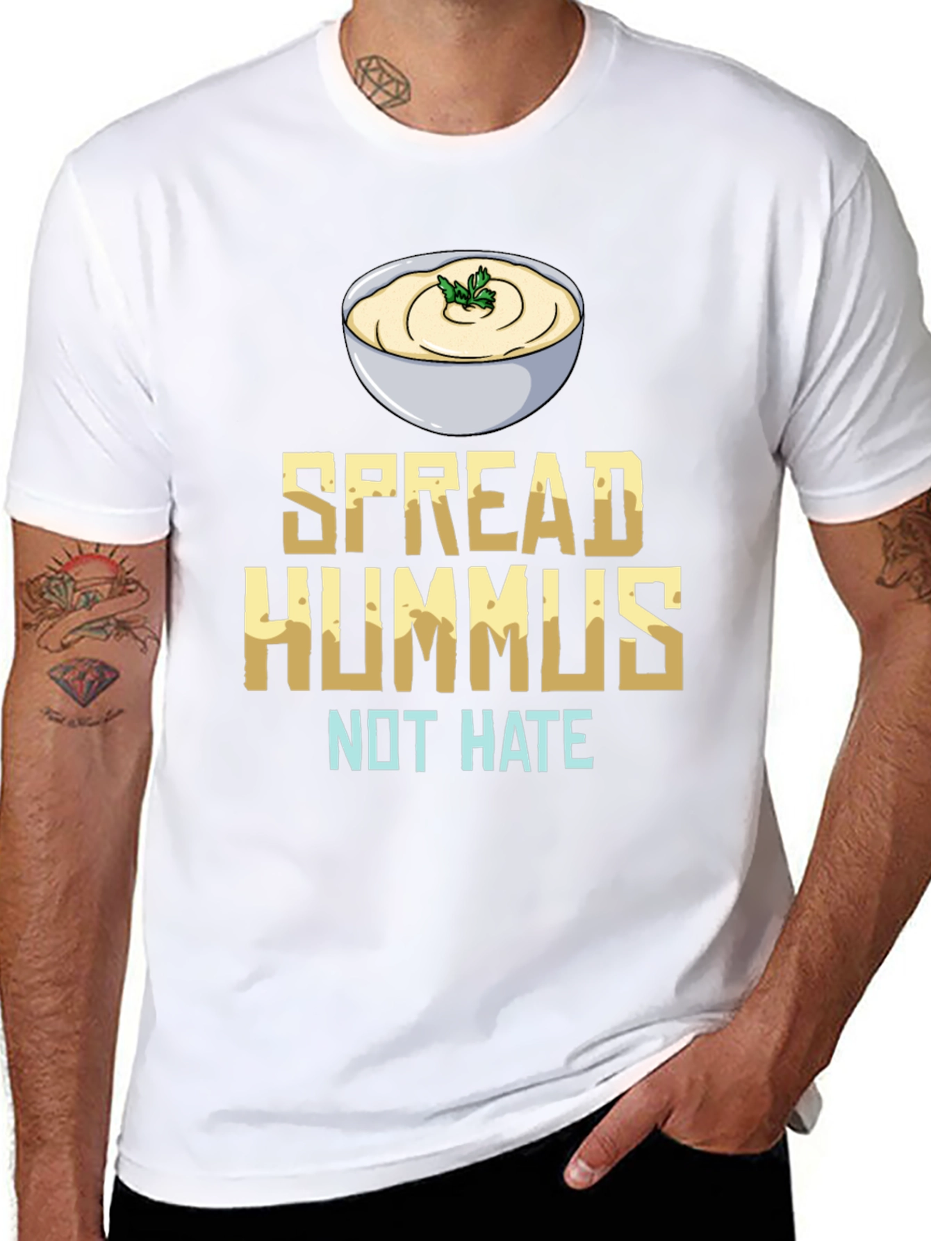 Spread Hummus Not Hate T-Shirt Vegan Foodie Tee