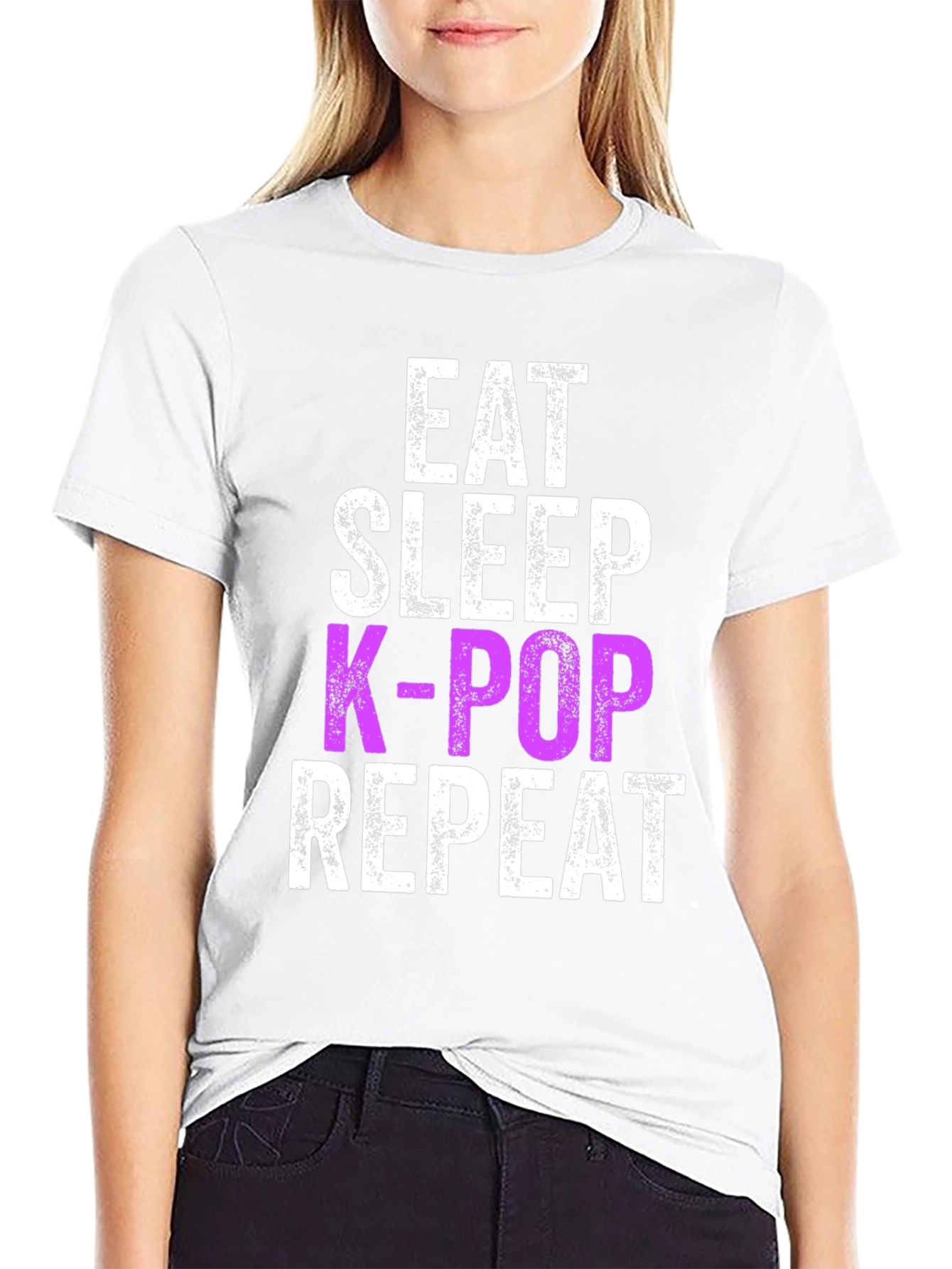 Eat Sleep K-Pop Repeat Black Graphic Tee