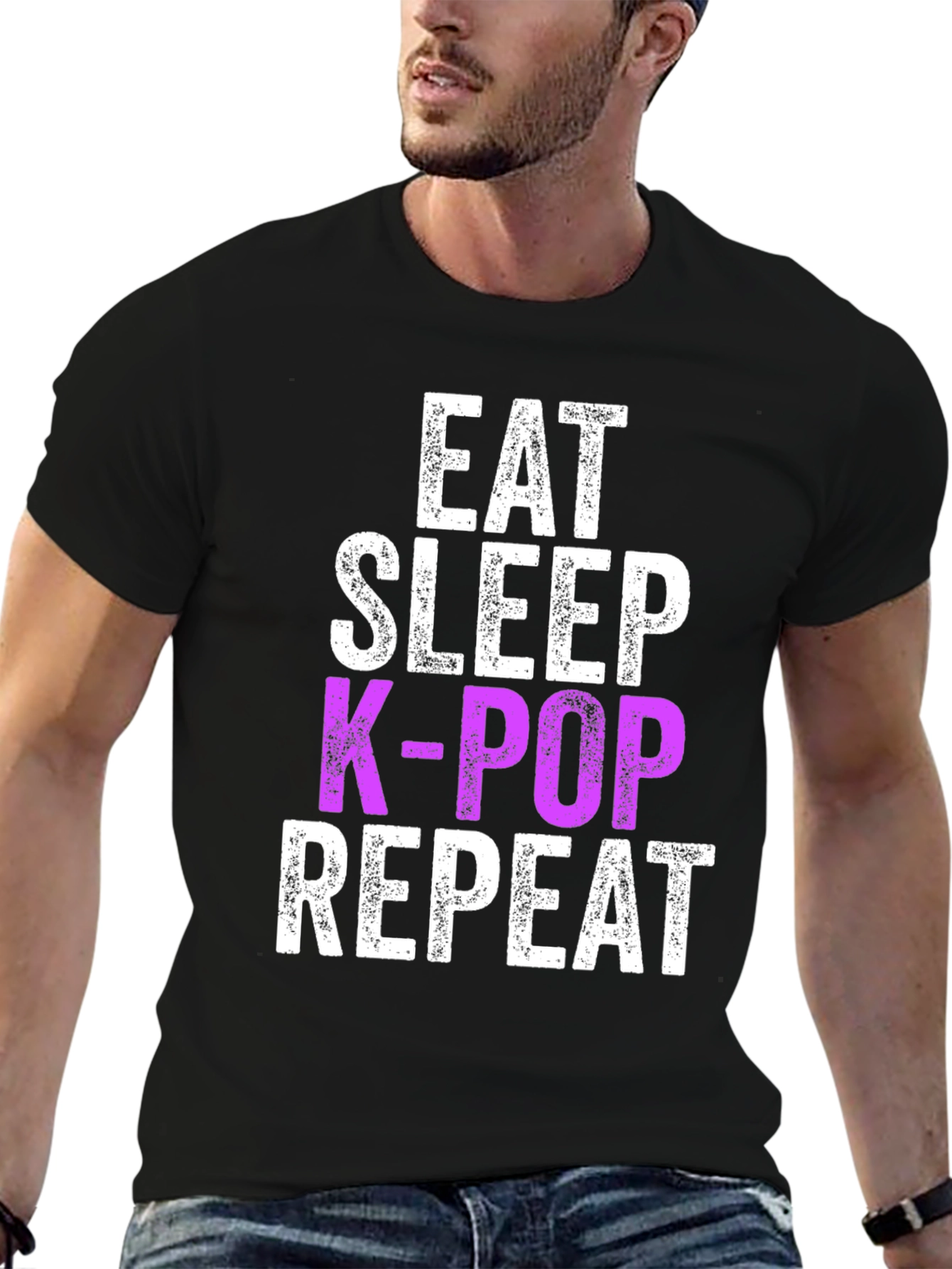 Eat Sleep K-Pop Repeat Black Graphic Tee