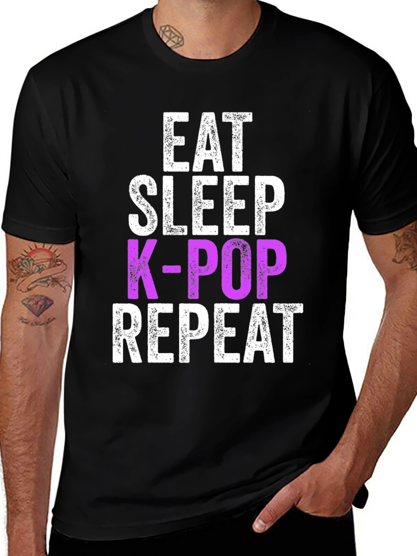 Eat Sleep K-Pop Repeat Black Graphic Tee