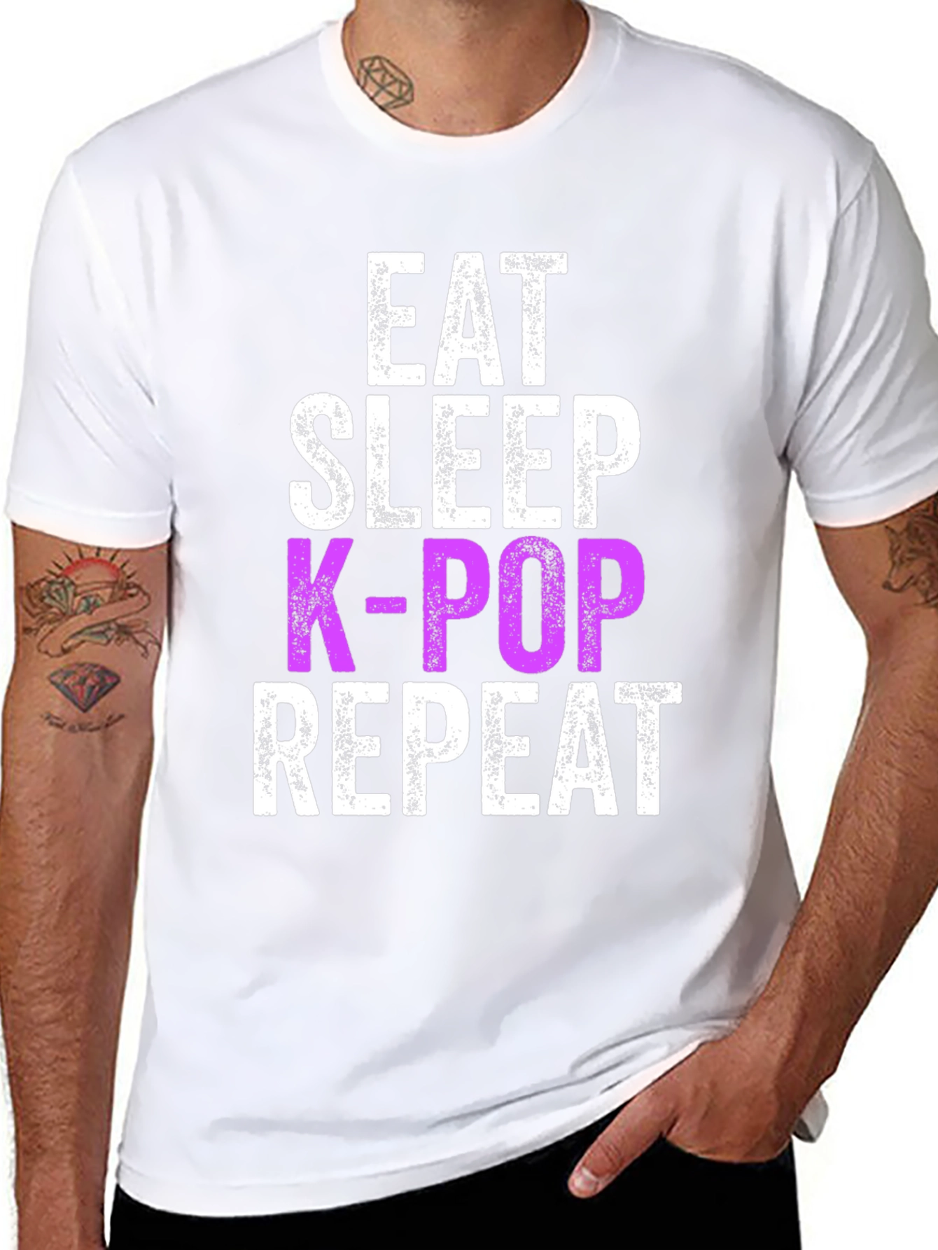Eat Sleep K-Pop Repeat Black Graphic Tee