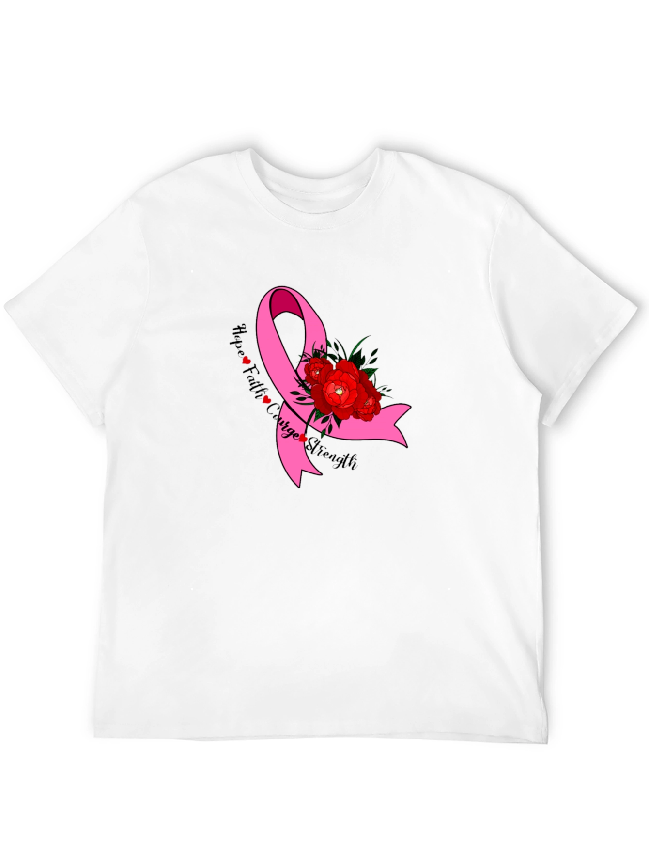 Hope Faith Courage Strength Breast Cancer Awareness T-Shirt
