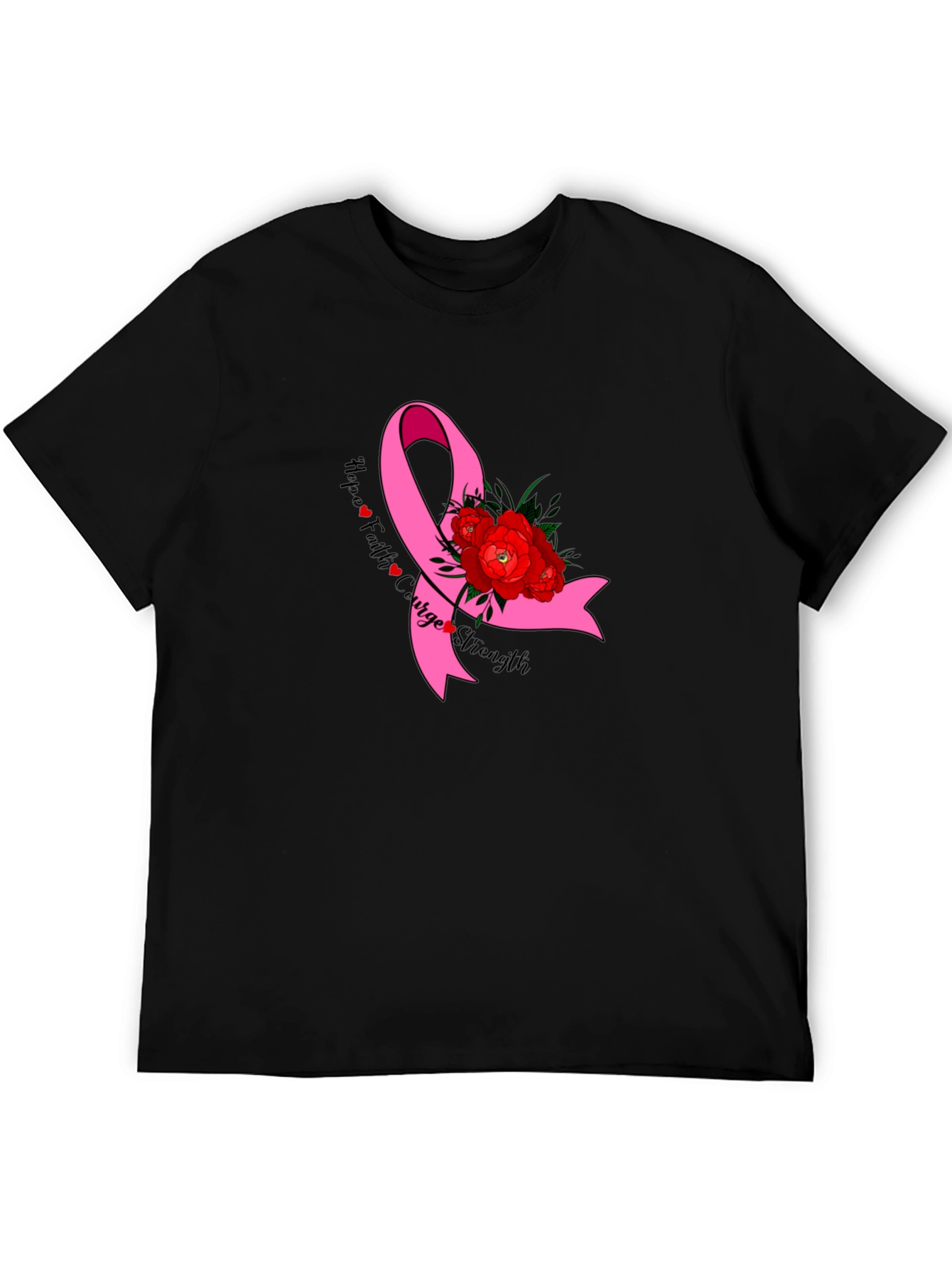 Hope Faith Courage Strength Breast Cancer Awareness T-Shirt