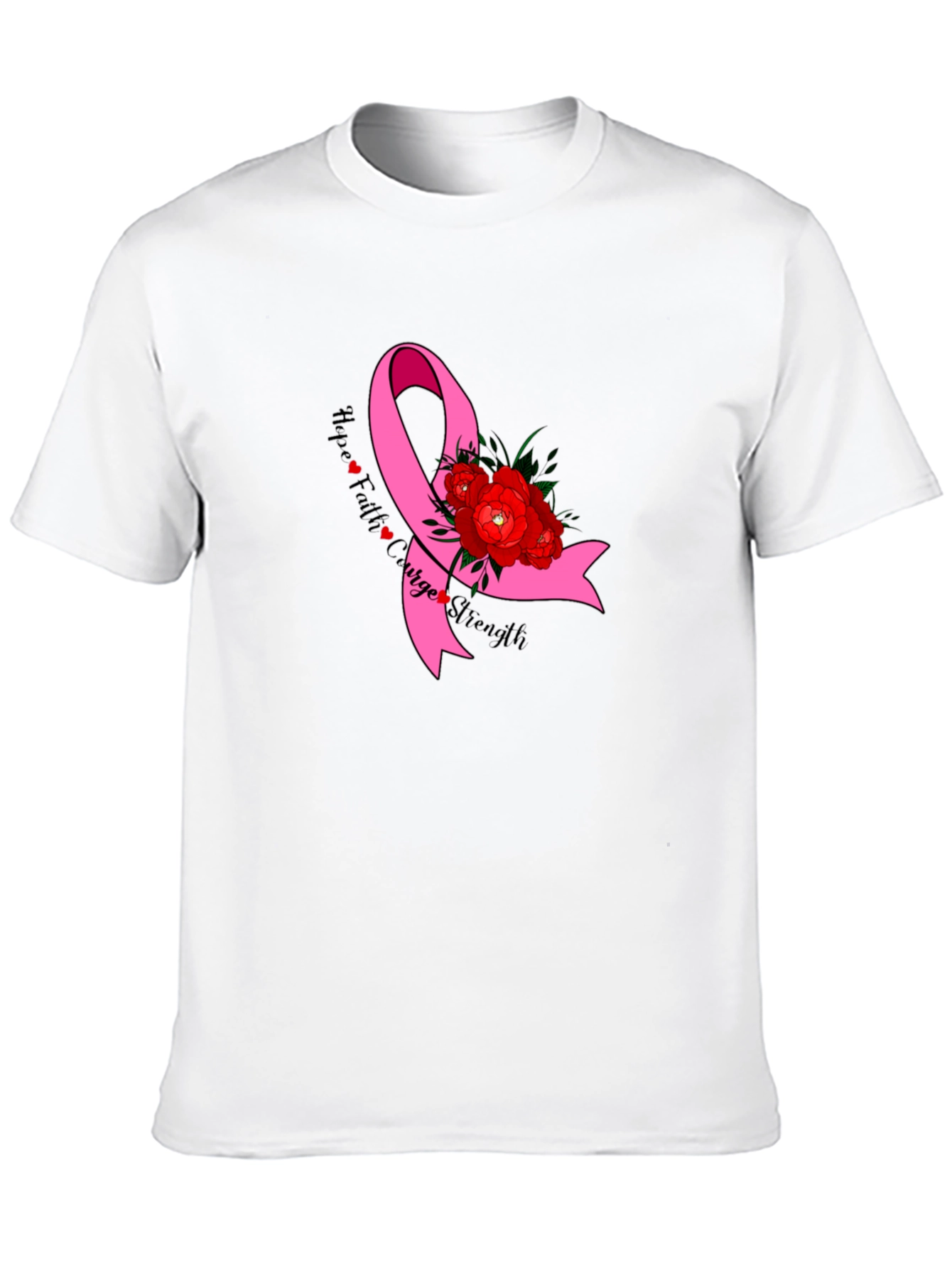 Hope Faith Courage Strength Breast Cancer Awareness T-Shirt