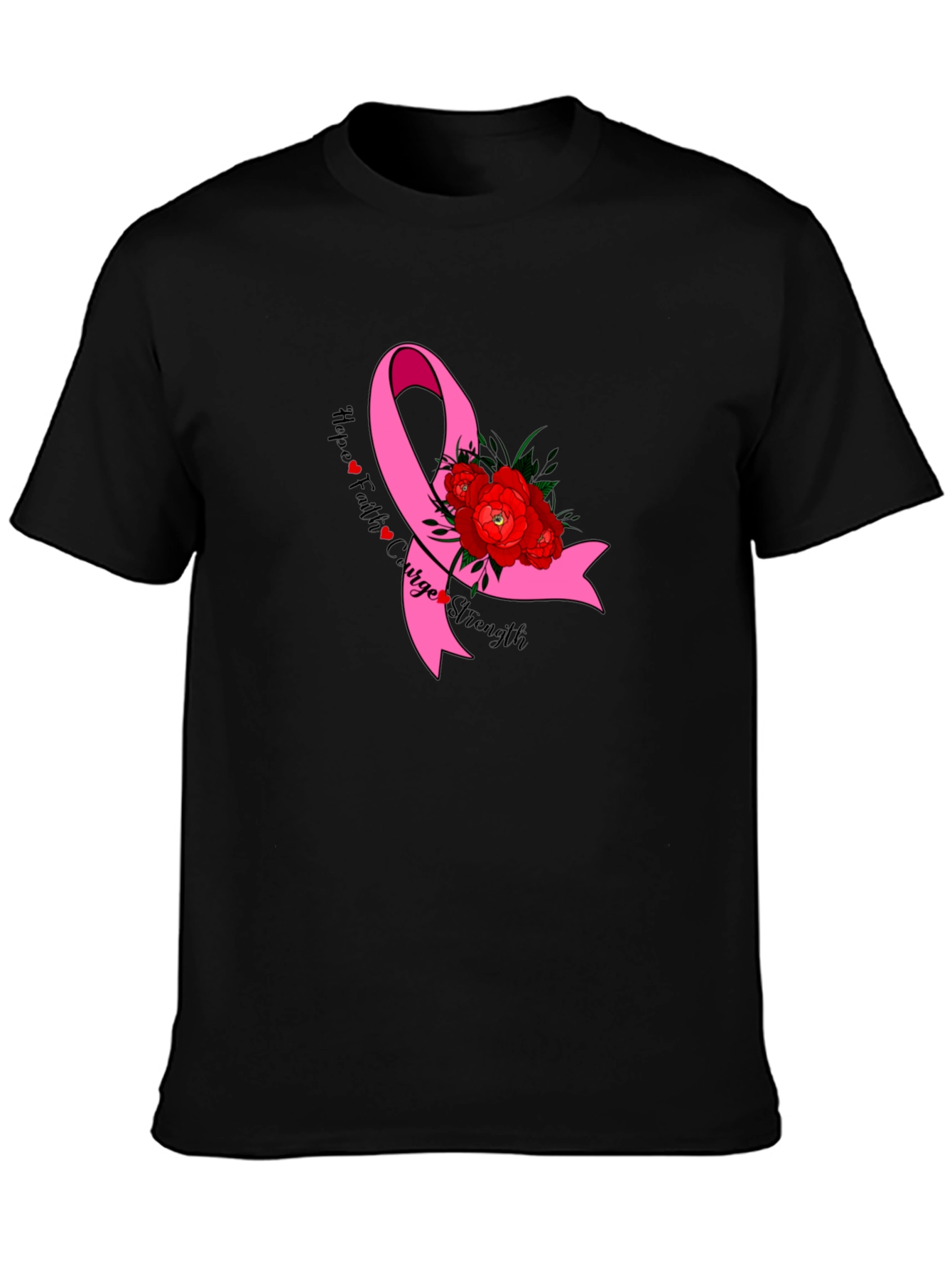 Hope Faith Courage Strength Breast Cancer Awareness T-Shirt