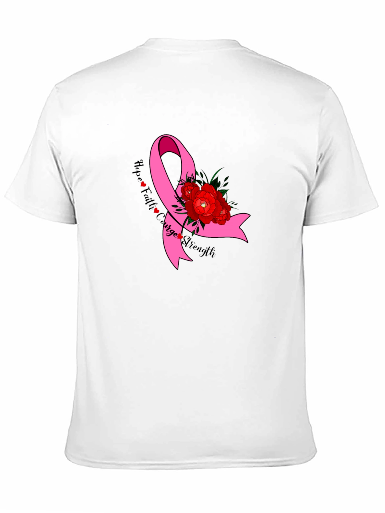 Hope Faith Courage Strength Breast Cancer Awareness T-Shirt