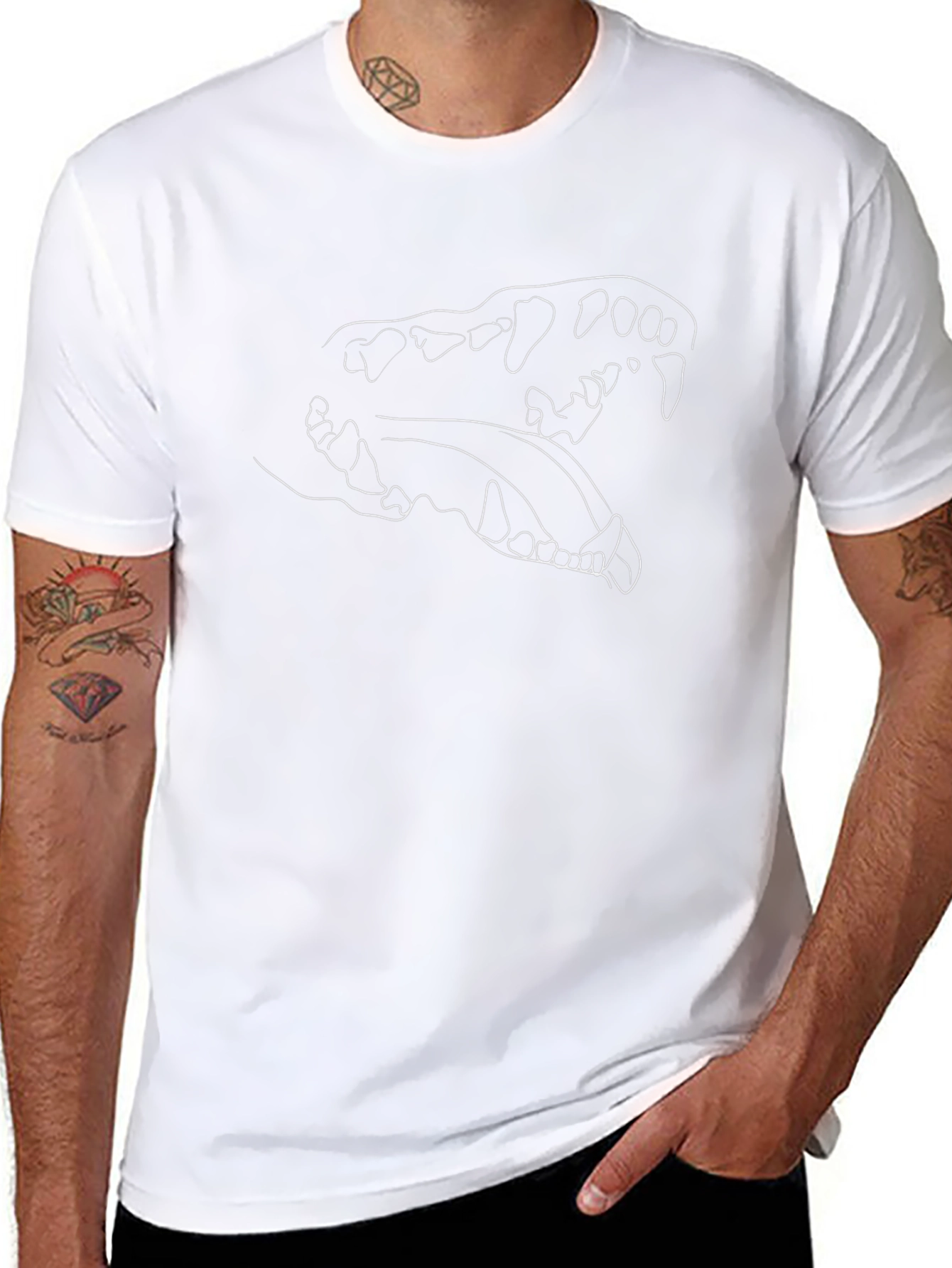 Black T-Shirt with Dog Skull Outline Graphic