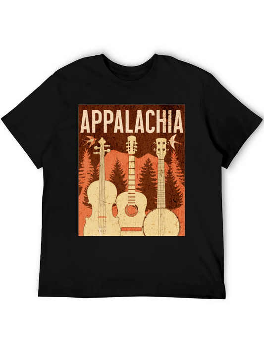 Appalachia Music T-Shirt: Vintage Guitar Banjo & Fiddle