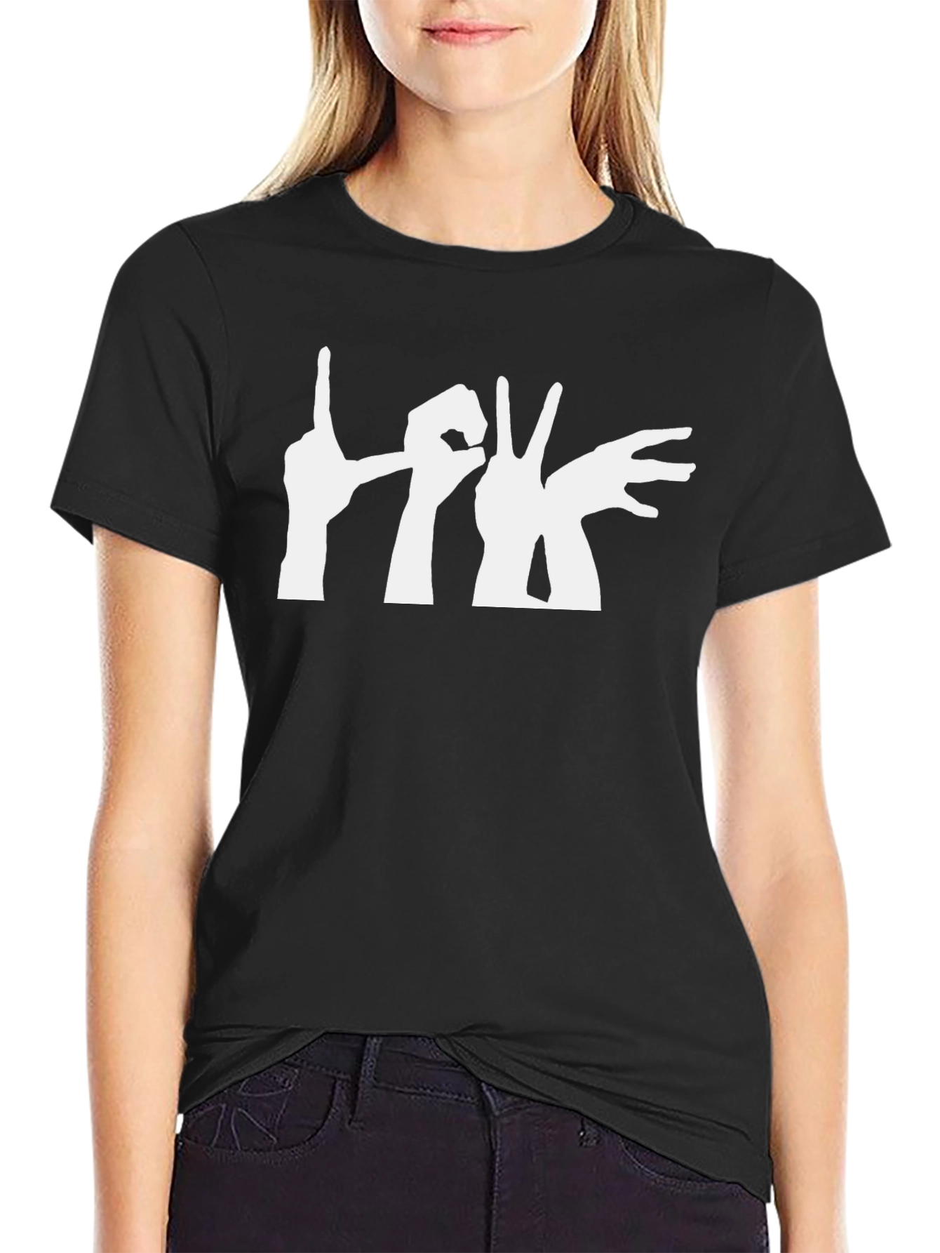 Love Sign Language Black T-Shirt