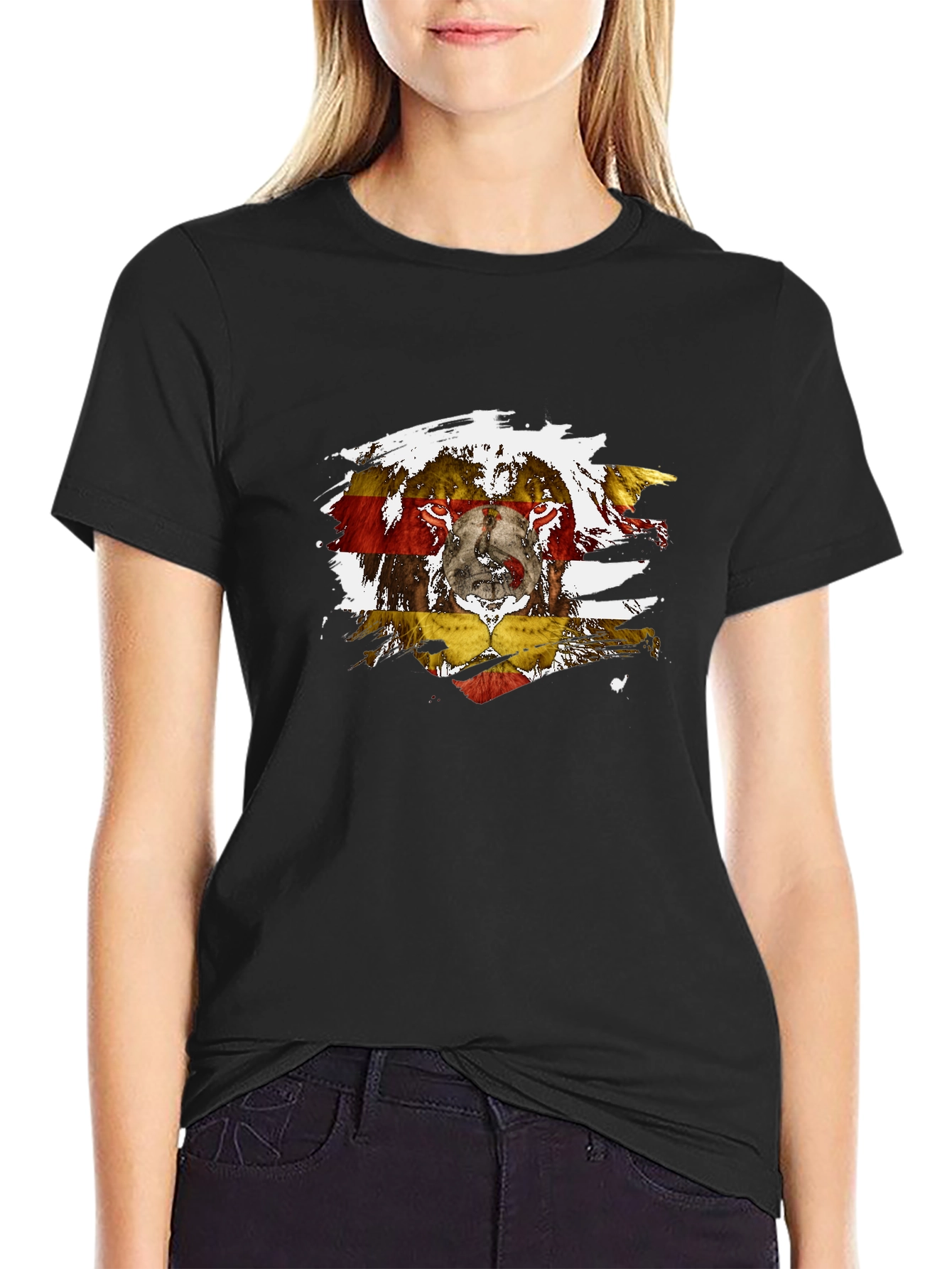 Lion Flag Graphic Black T-Shirt