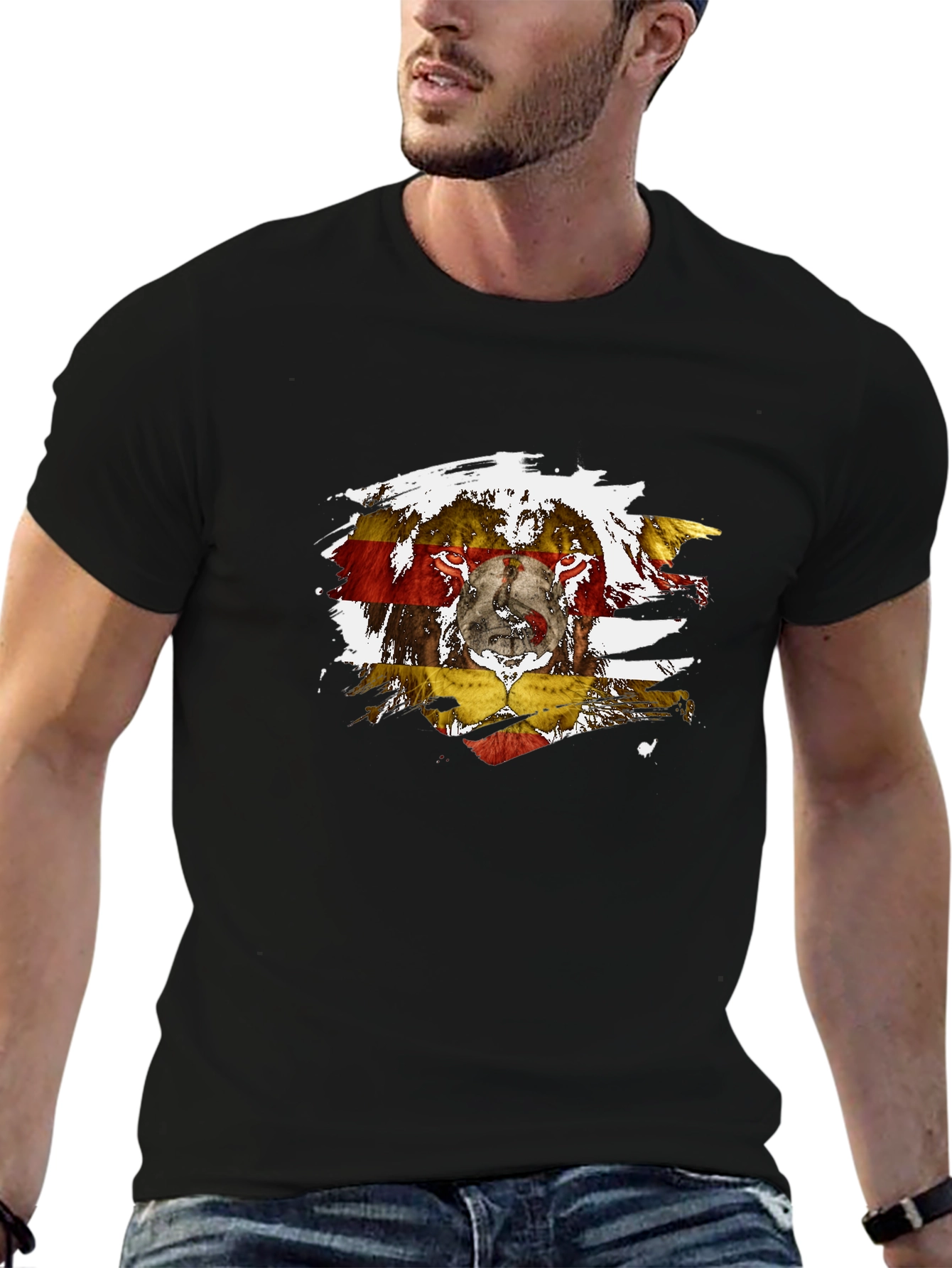 Lion Flag Graphic Black T-Shirt