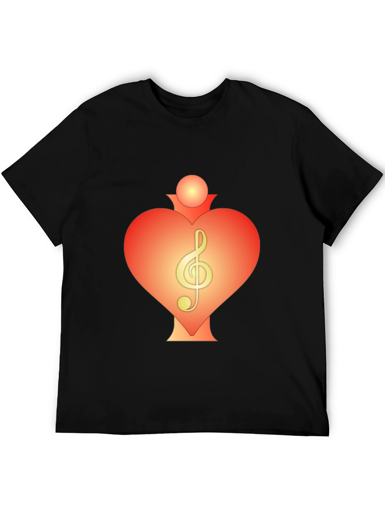Heart Treble Clef Black T-Shirt