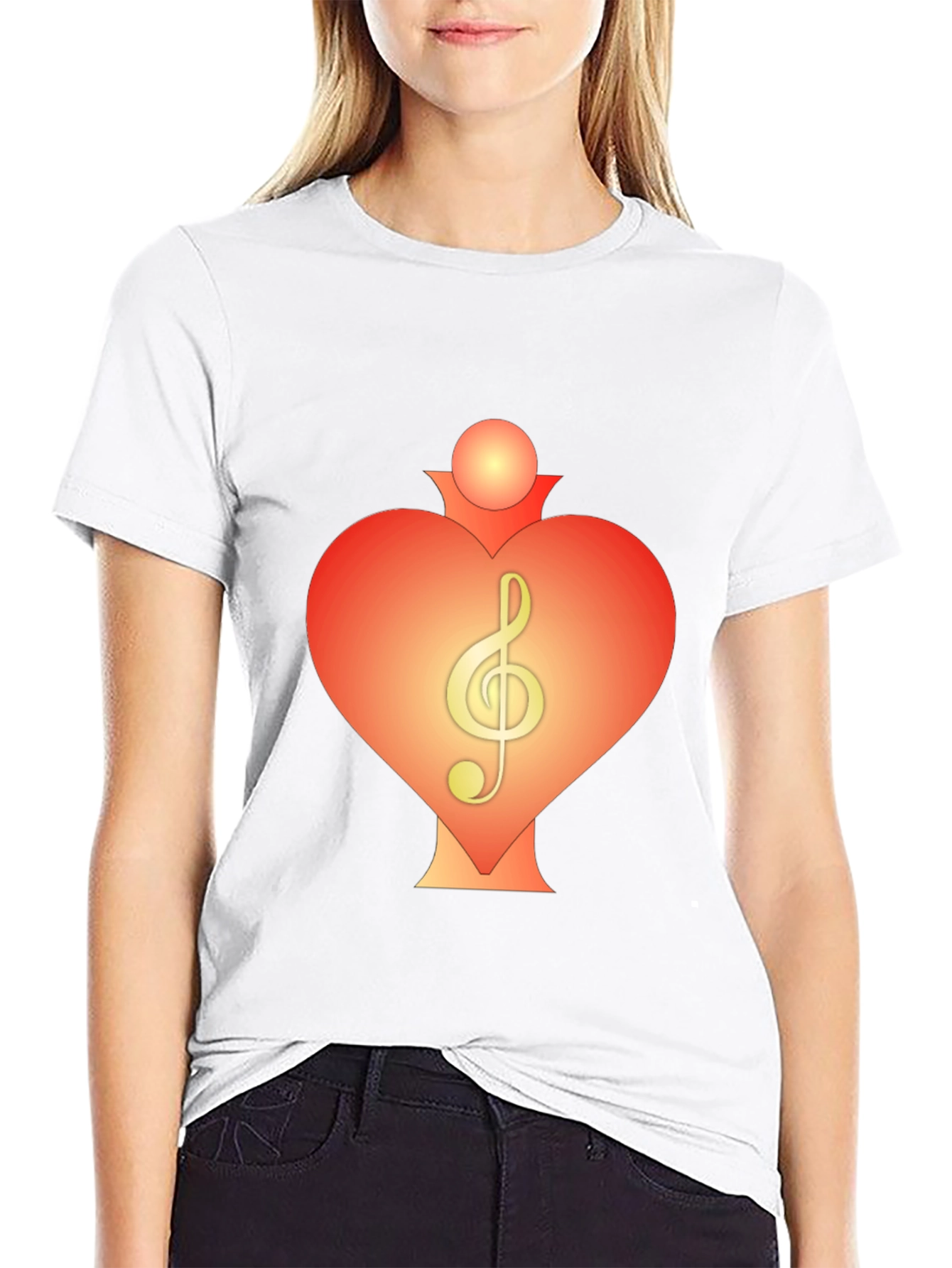 Heart Treble Clef Black T-Shirt