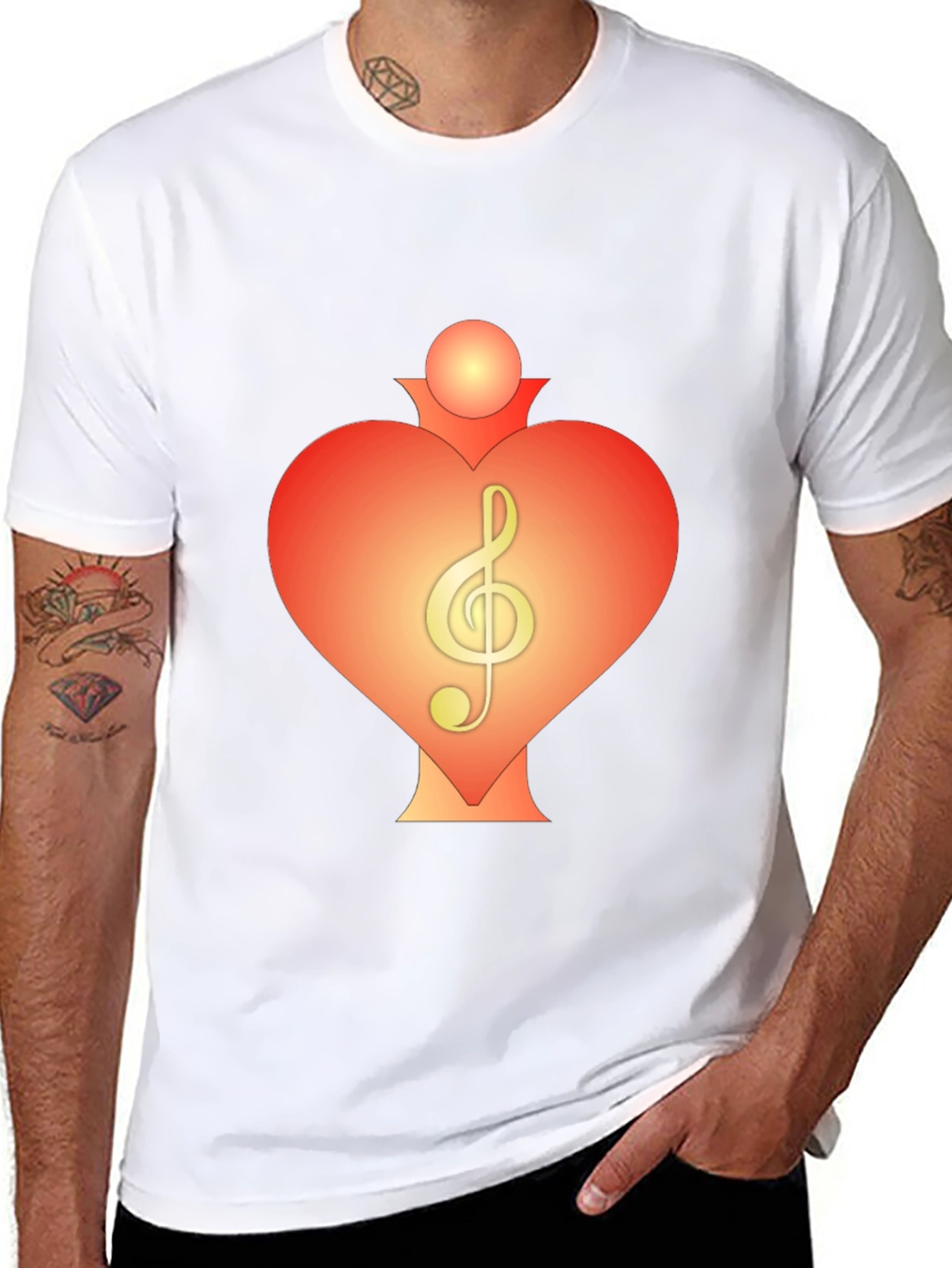Heart Treble Clef Black T-Shirt