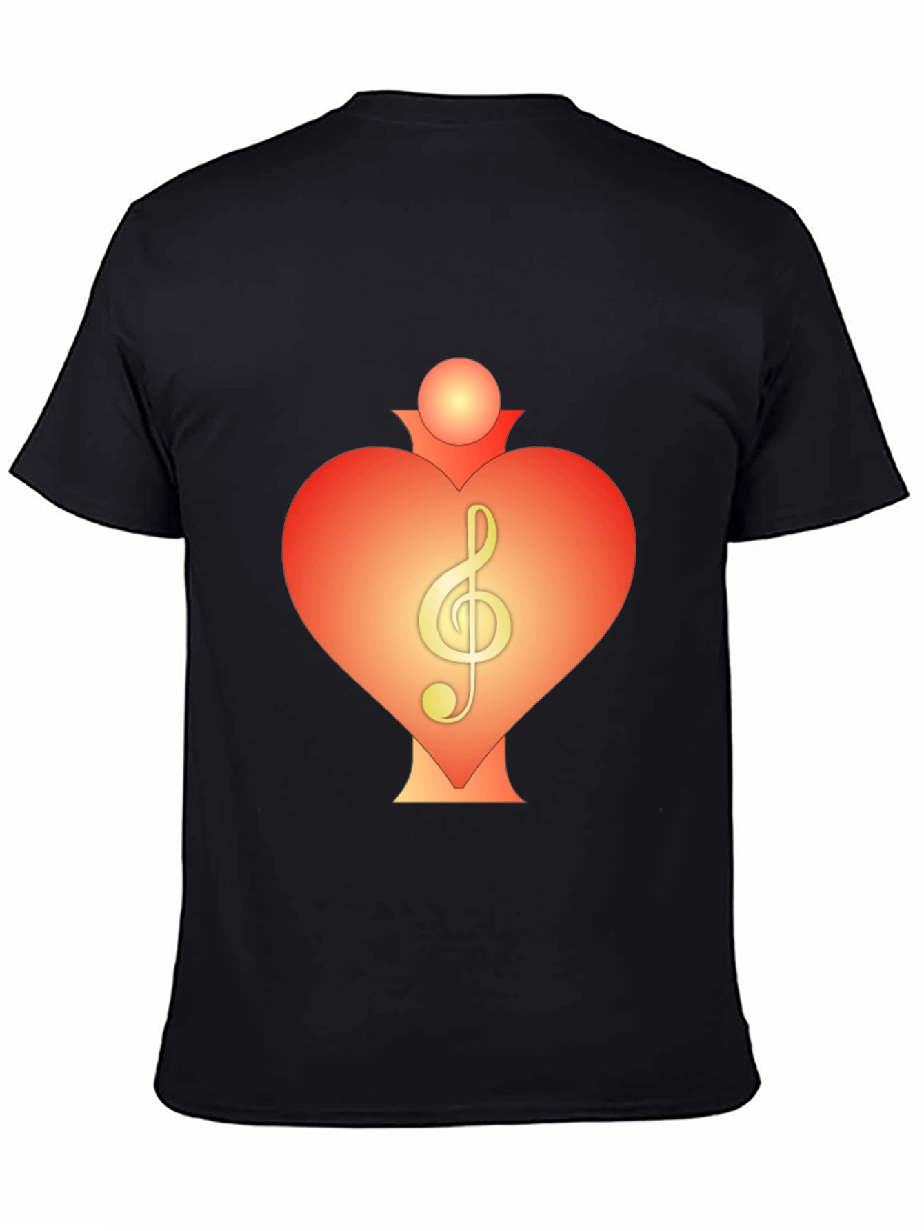Heart Treble Clef Black T-Shirt