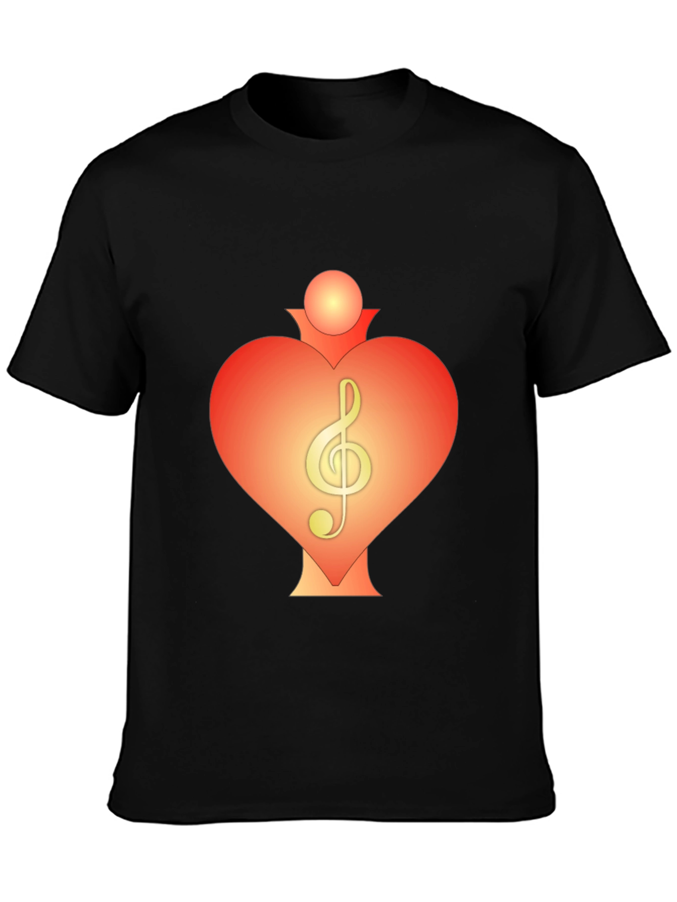 Heart Treble Clef Black T-Shirt
