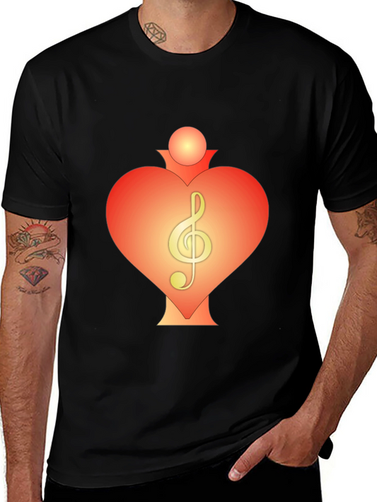 Heart Treble Clef Black T-Shirt