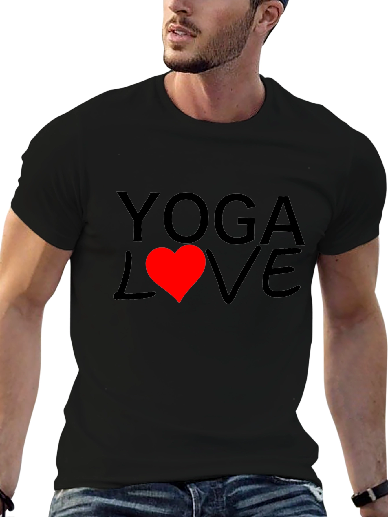 Yoga Love Graphic Tee - Soft Cotton Black T-Shirt