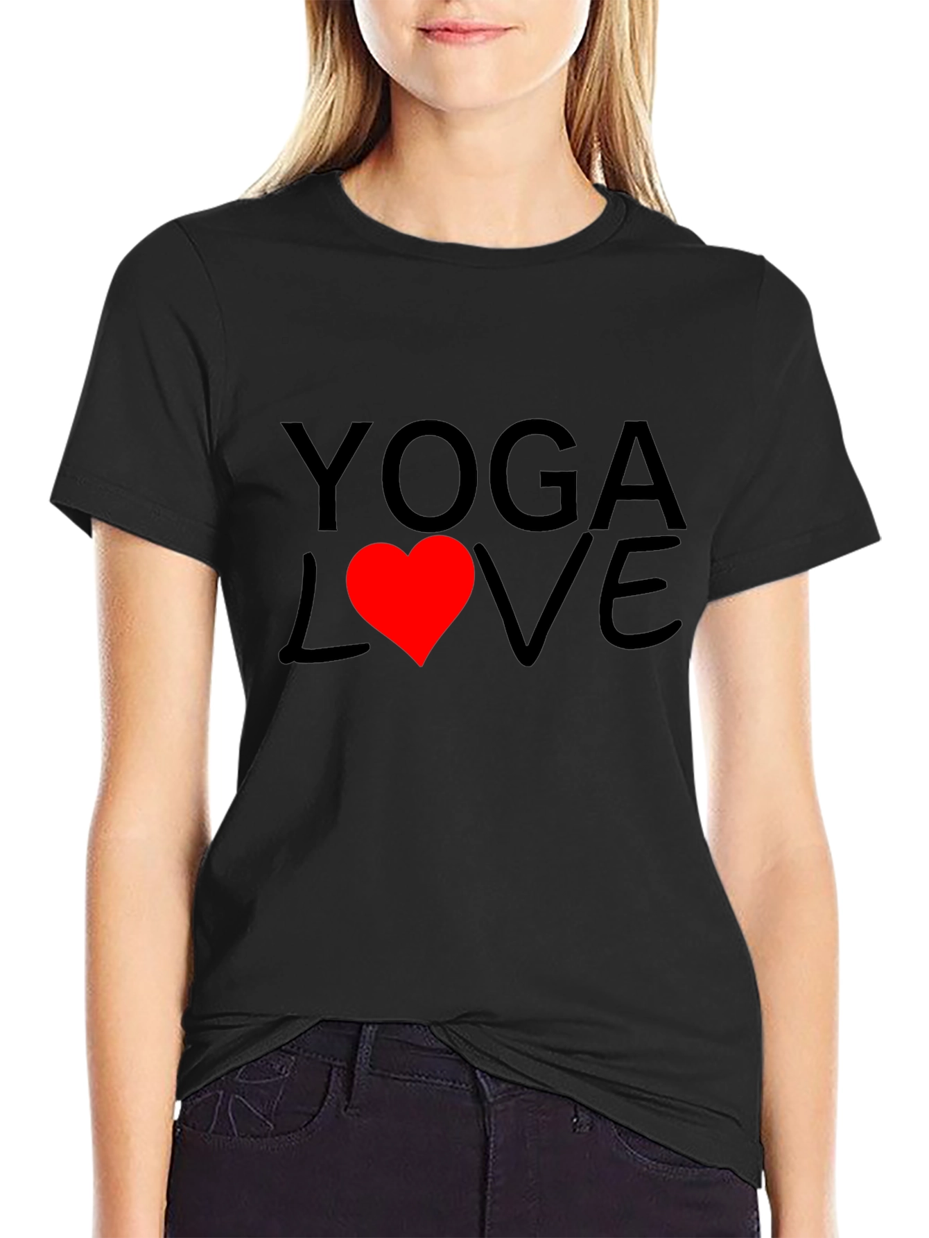 Yoga Love Graphic Tee - Soft Cotton Black T-Shirt