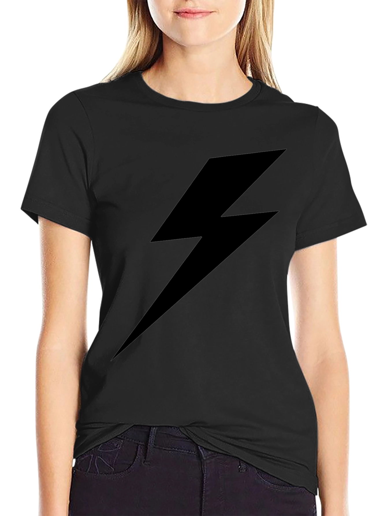 Black Lightning Bolt Graphic Tee - Casual Style