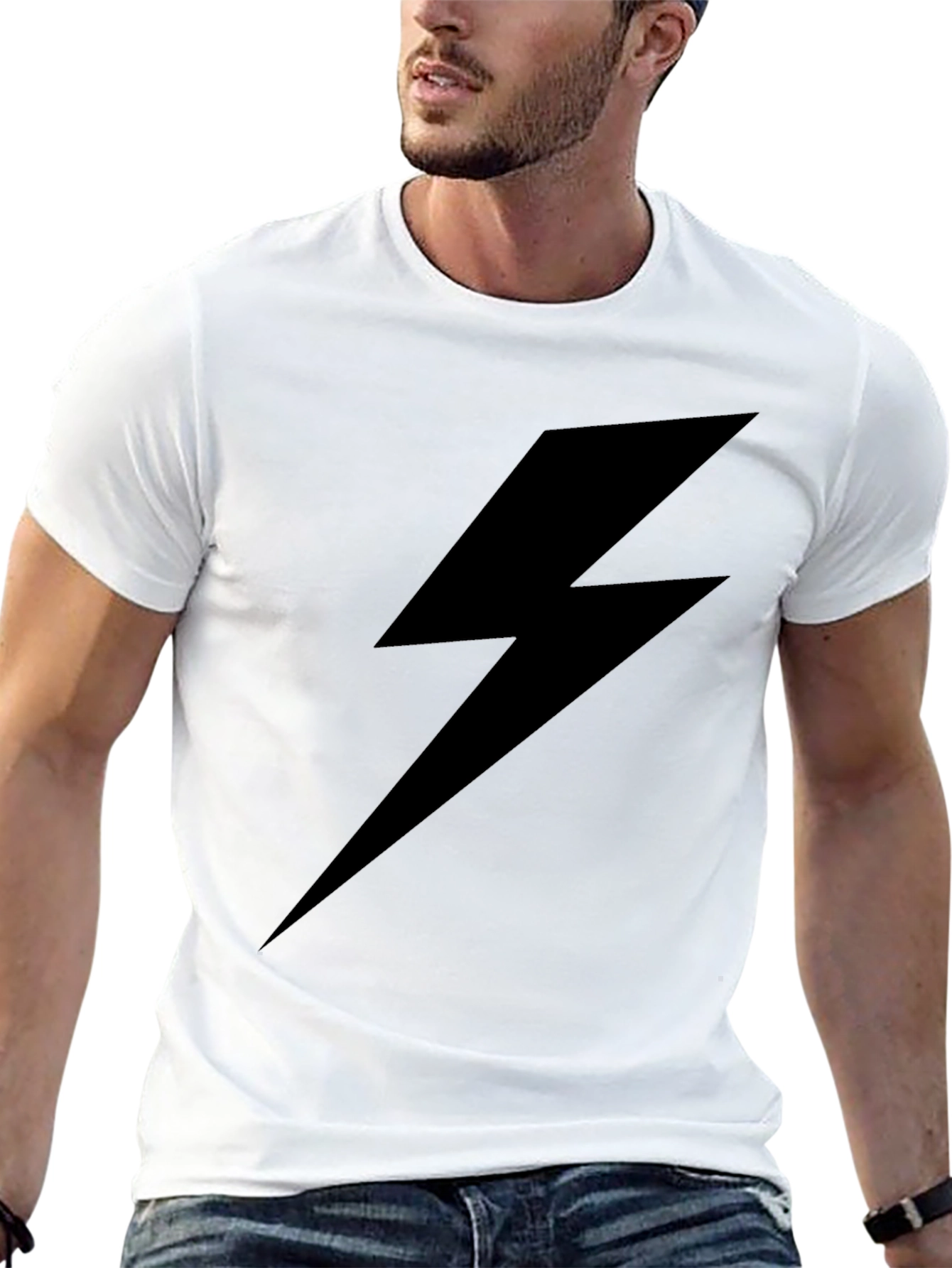 Black Lightning Bolt Graphic Tee - Casual Style