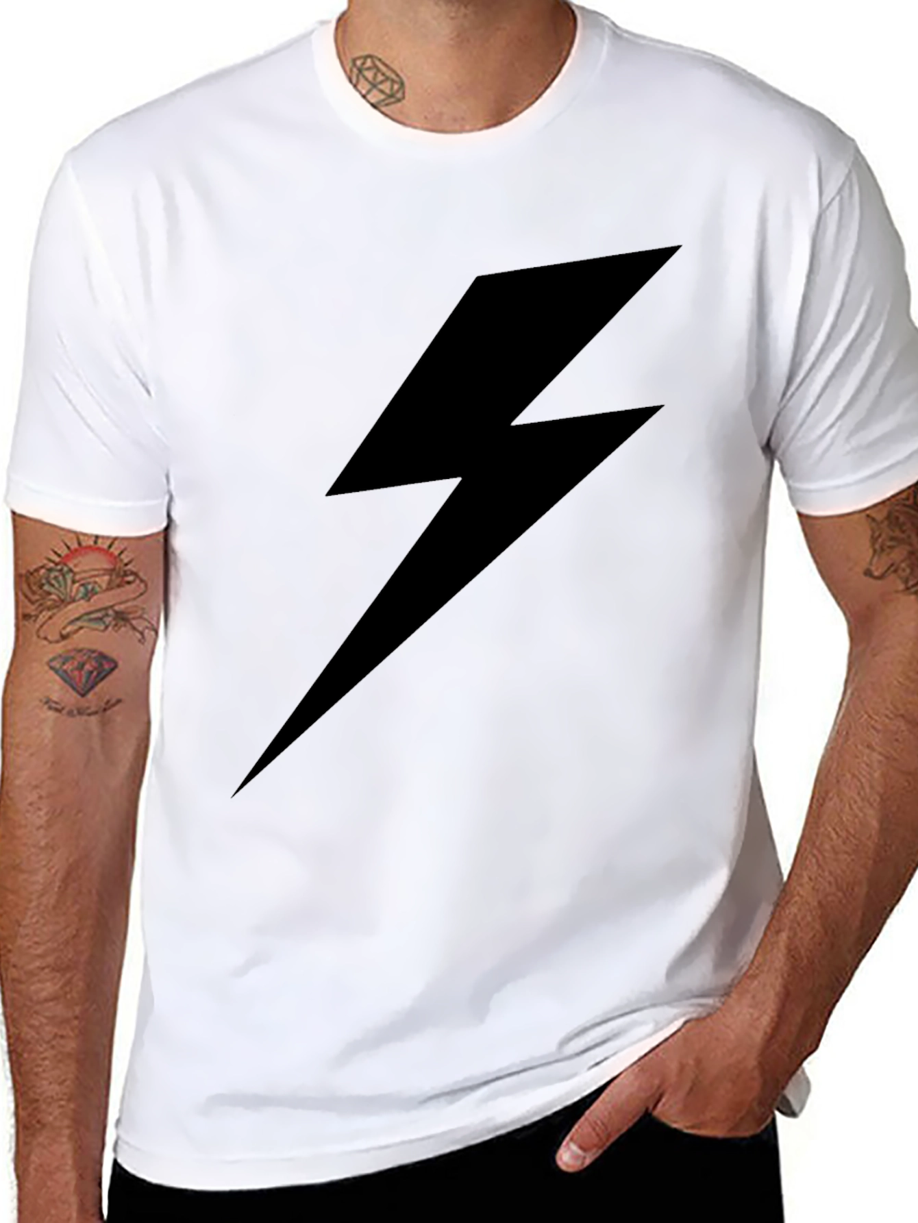 Black Lightning Bolt Graphic Tee - Casual Style