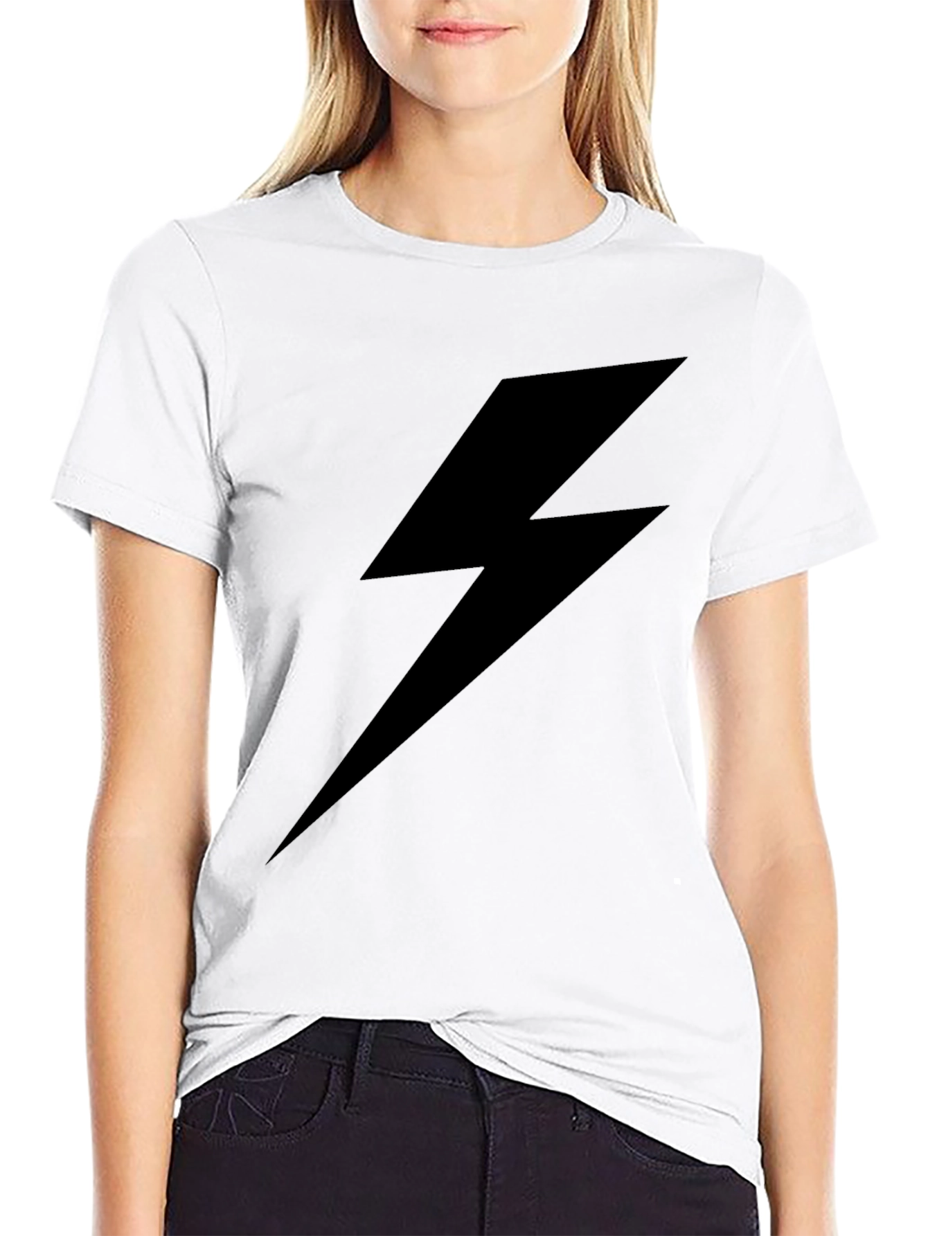 Black Lightning Bolt Graphic Tee - Casual Style