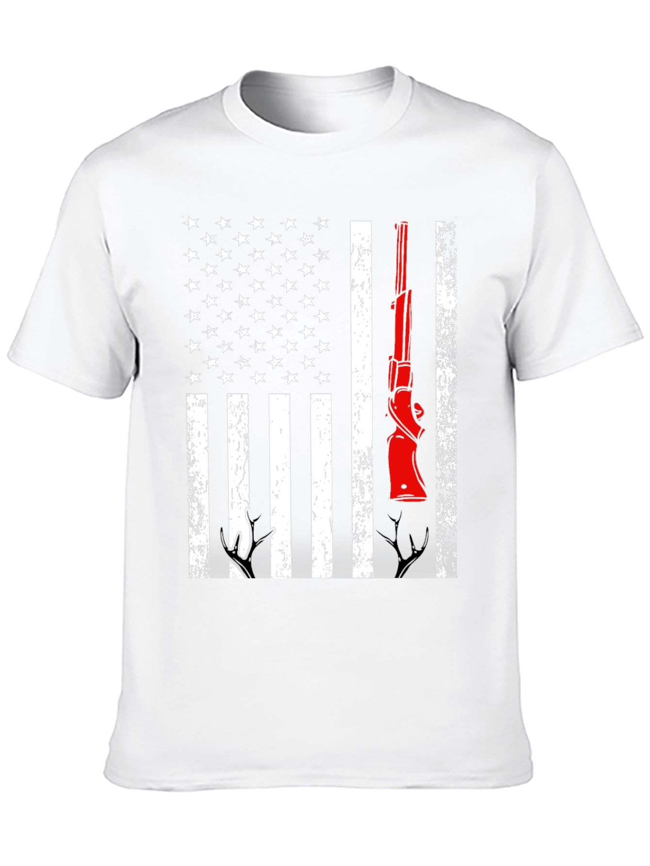 Patriotic Hunting T-Shirt American Flag Gun Deer Antlers