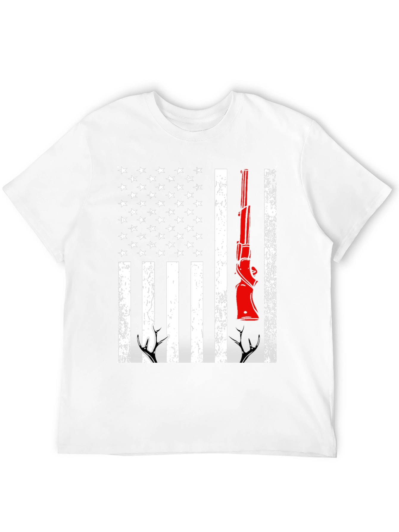 Patriotic Hunting T-Shirt American Flag Gun Deer Antlers