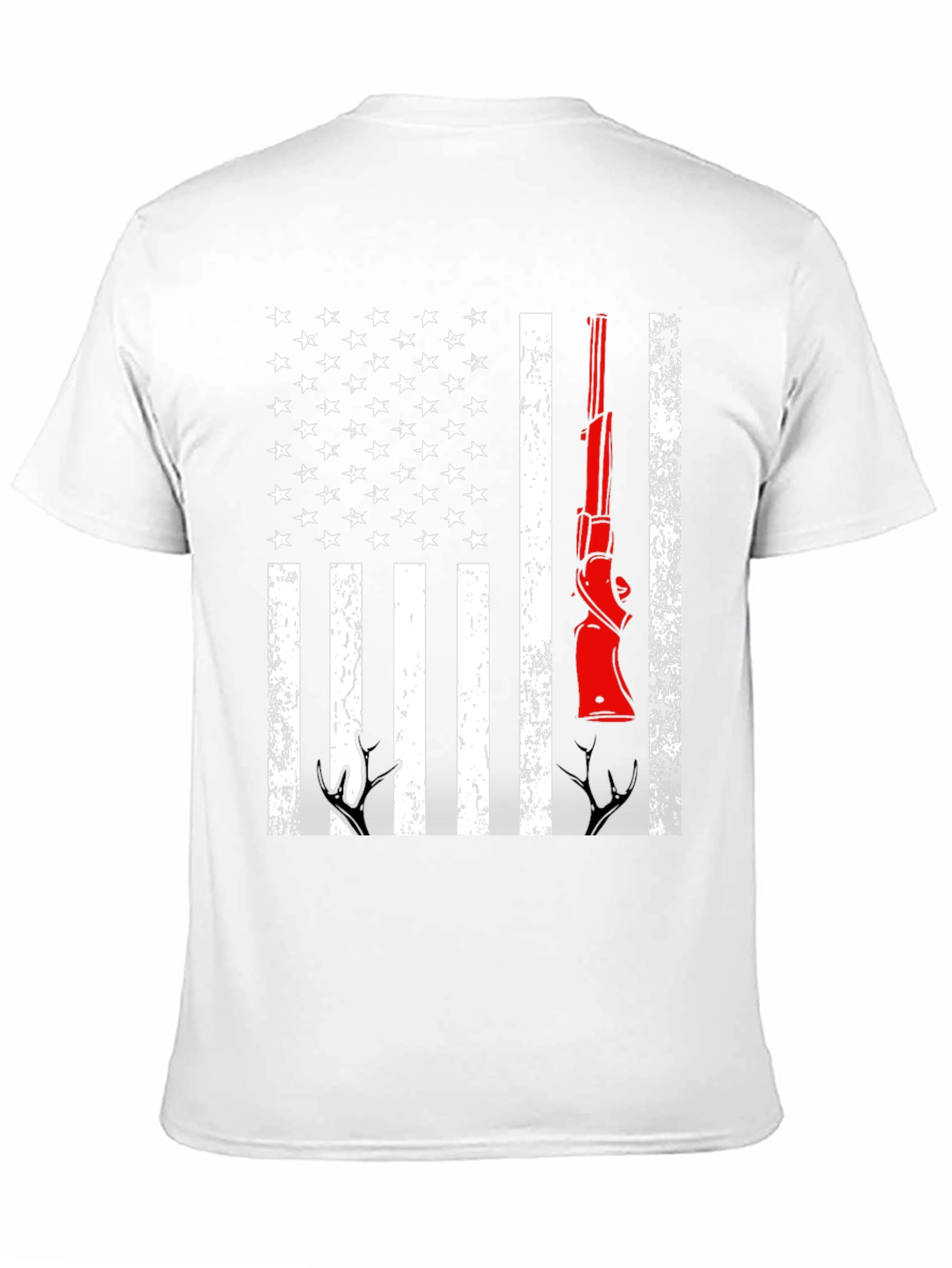 Patriotic Hunting T-Shirt American Flag Gun Deer Antlers