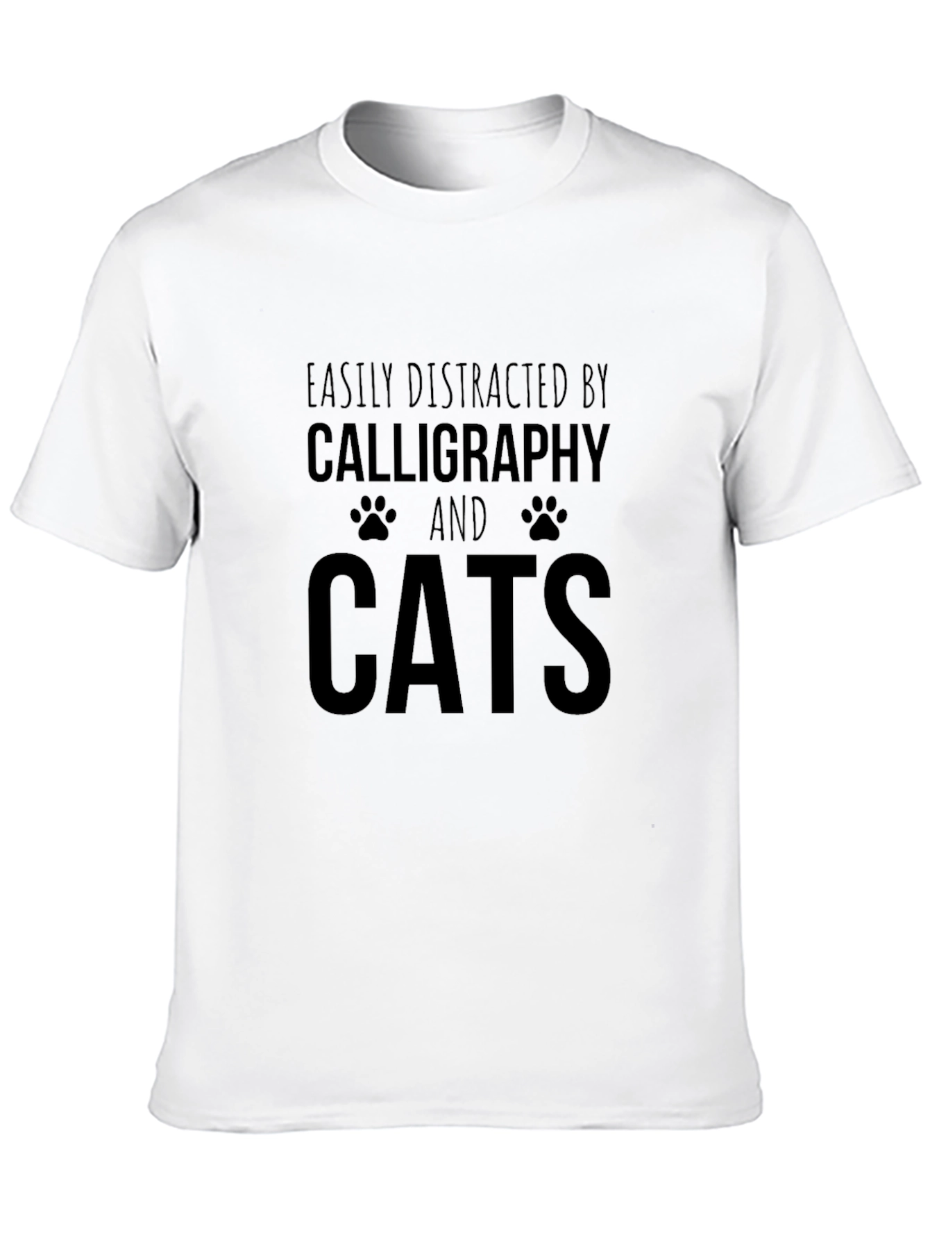 Easily Distracted by Calligraphy and Cats T-Shirt